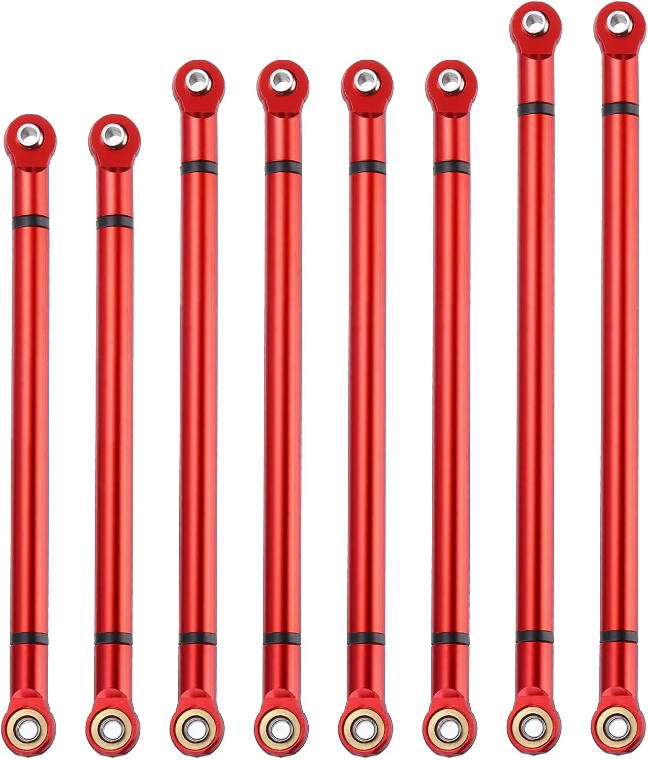 QUARKZMAN میله اتصال دهنده فاصله بین دو محور 8 عددی، آلیاژ آلومینیوم، 313 میلی متر، فاصله بین دو محور، میله اتصال دهنده بالا و پایین، اتصال شاسی برای قطعات ارتقاء خزنده ماشین SCX10 1/10 RC، قرمز