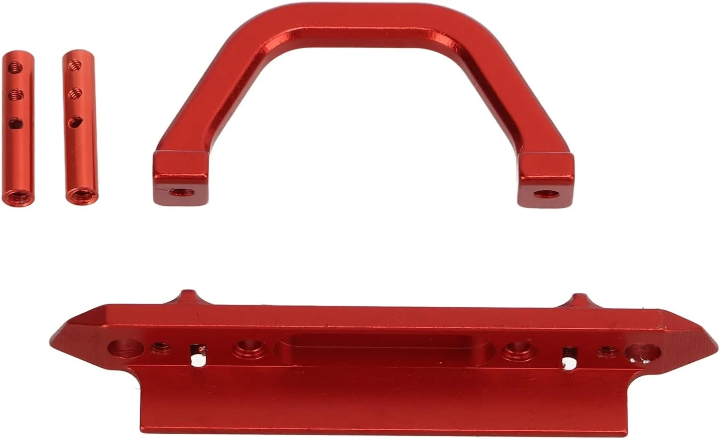 مجموعه سپر جلوی RC، سپر جلوی آلومینیومی فلزی RC با استحکام بالا به همراه چراغ LED، مجموعه پایدار برای قطعات ارتقاء ماشین کنترل از راه دور Axial SCX24 1:24 (قرمز R)