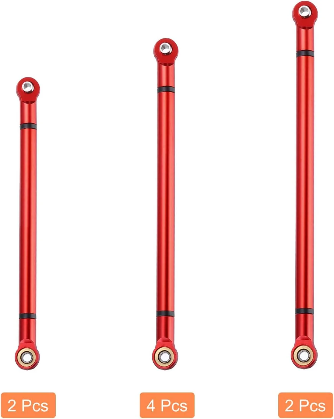 QUARKZMAN میله اتصال دهنده فاصله بین دو محور 8 عددی، آلیاژ آلومینیوم، 313 میلی متر، فاصله بین دو محور، میله اتصال دهنده بالا و پایین، اتصال شاسی برای قطعات ارتقاء خزنده ماشین SCX10 1/10 RC، قرمز