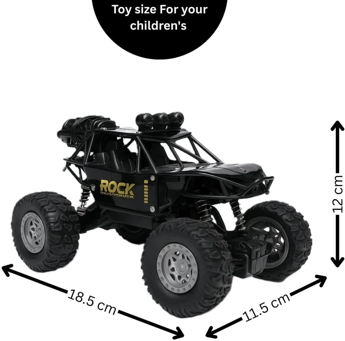 ماشین کنترلی آفرود با قابلیت تولید دود | مقیاس 1:18 | ماشین بازی کنترلی دو دیفرانسیل با چراغ | ماشین صخره نورد کنترلی (مشکی)