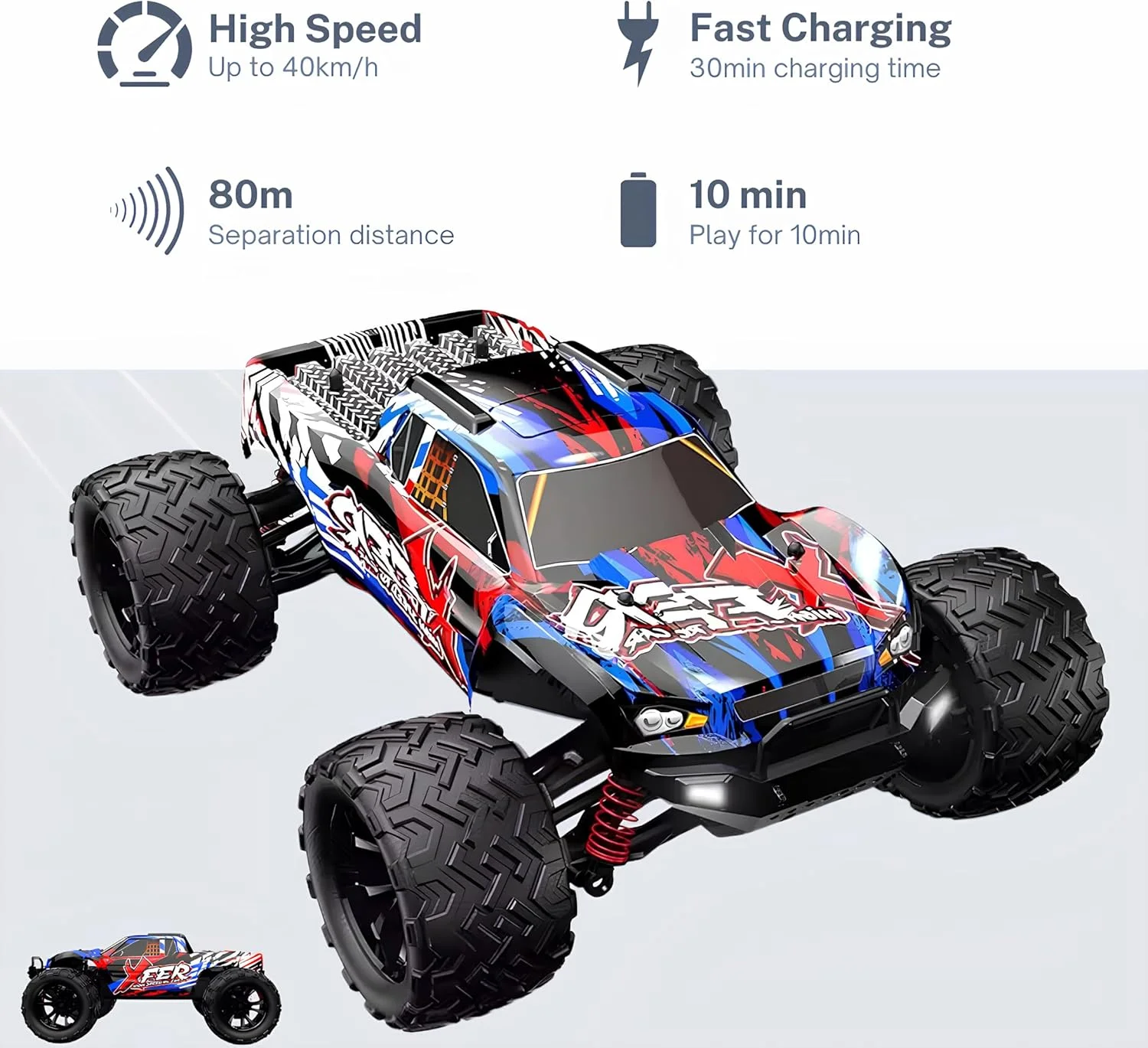 ماشین کنترلی از راه دور مناسب تمام سطوح – سرعت بالای 40 کیلومتر در ساعت – ماشین دریفت سریع – ماشین الکتریکی 4x4 مناسب کودکان، نوجوانان و بزرگسالان – باگی تراک غول پیکر 1/18