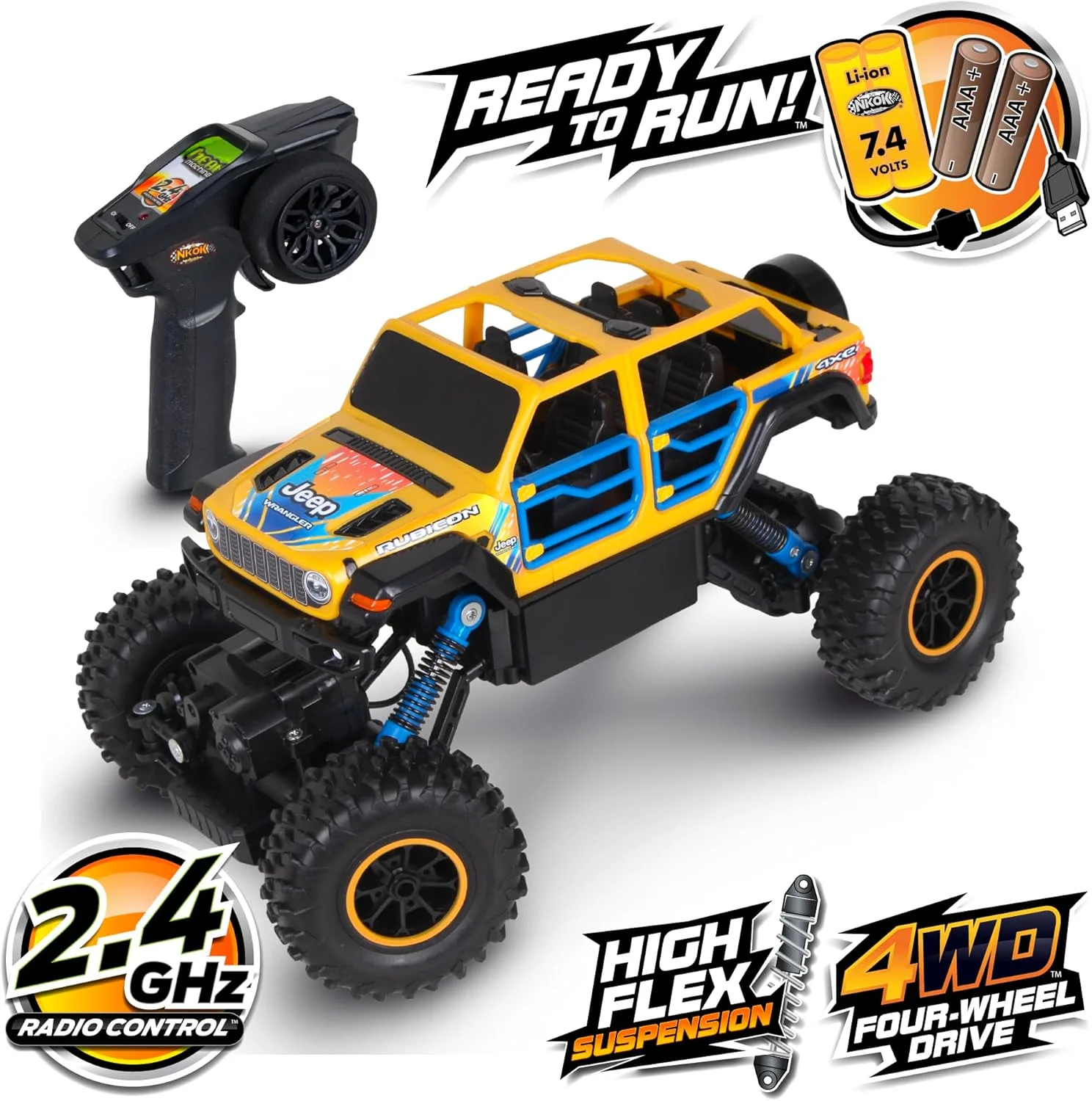 ماشین صخره نورد جیپ رانگلر روبیکان 4xe آماده حرکت NKOK