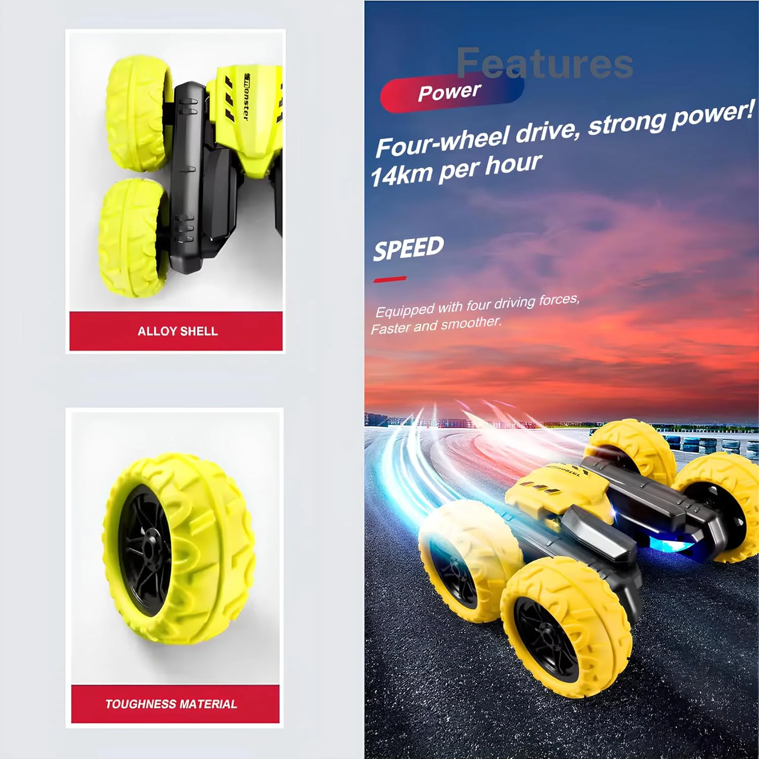 ماشین کنترلی از راه دور، مناسب تمام سطوح، قابلیت انجام حرکات نمایشی 360 درجه، هدیه اسباب بازی برای کودکان دختر و پسر، ماشین دریفت الکتریکی سریع