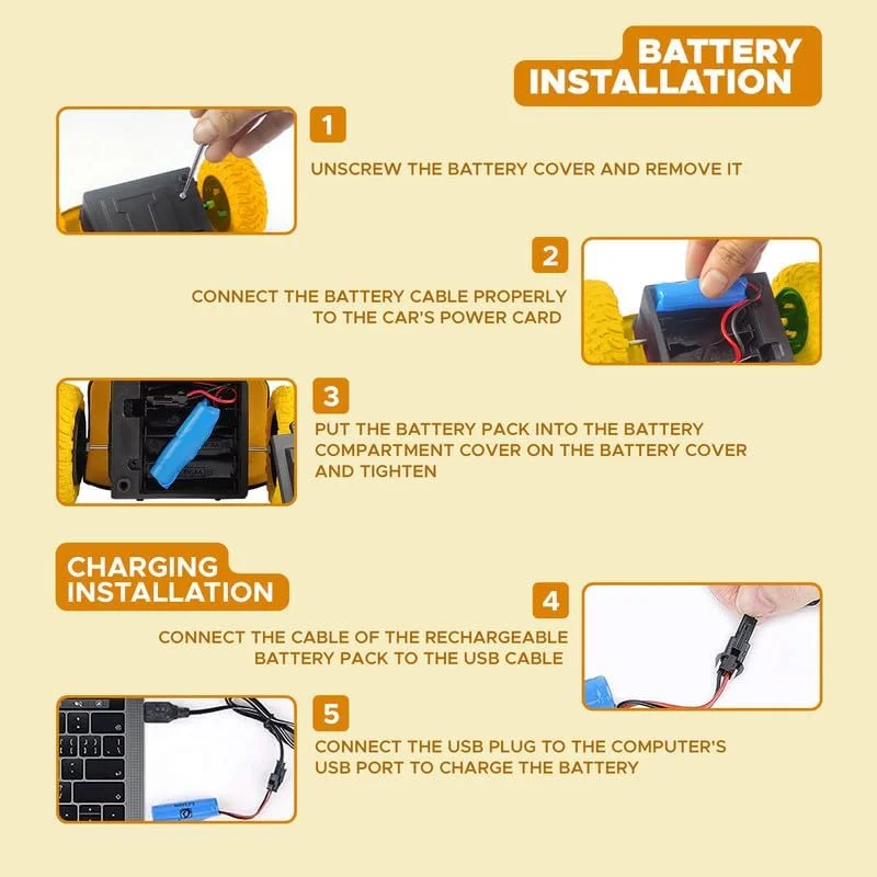 ماشین کنترلی چرخشی 360 درجه NHR برای کودکان - ماشین کنترلی شارژی با چرخش 180 درجه، چرخش 360 درجه، ماشین اسباب بازی بادوام برای تفریح مسابقه ای در داخل و خارج از خانه برای پسران و دختران 3+ سال - زرد