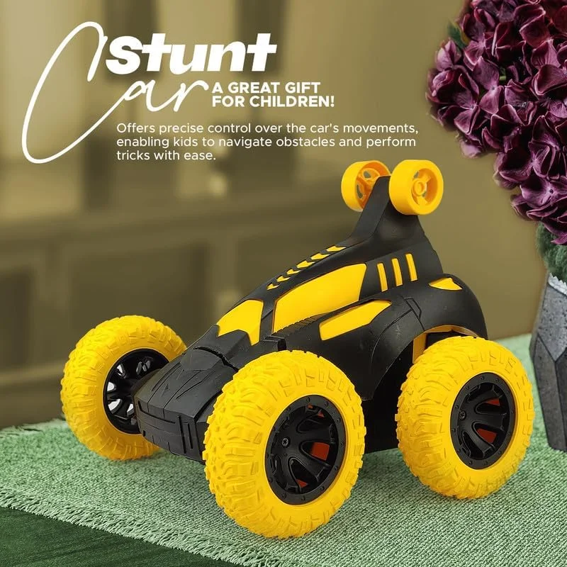 ماشین کنترلی چرخشی 360 درجه NHR برای کودکان - ماشین کنترلی شارژی با چرخش 180 درجه، چرخش 360 درجه، ماشین اسباب بازی بادوام برای تفریح مسابقه ای در داخل و خارج از خانه برای پسران و دختران 3+ سال - زرد