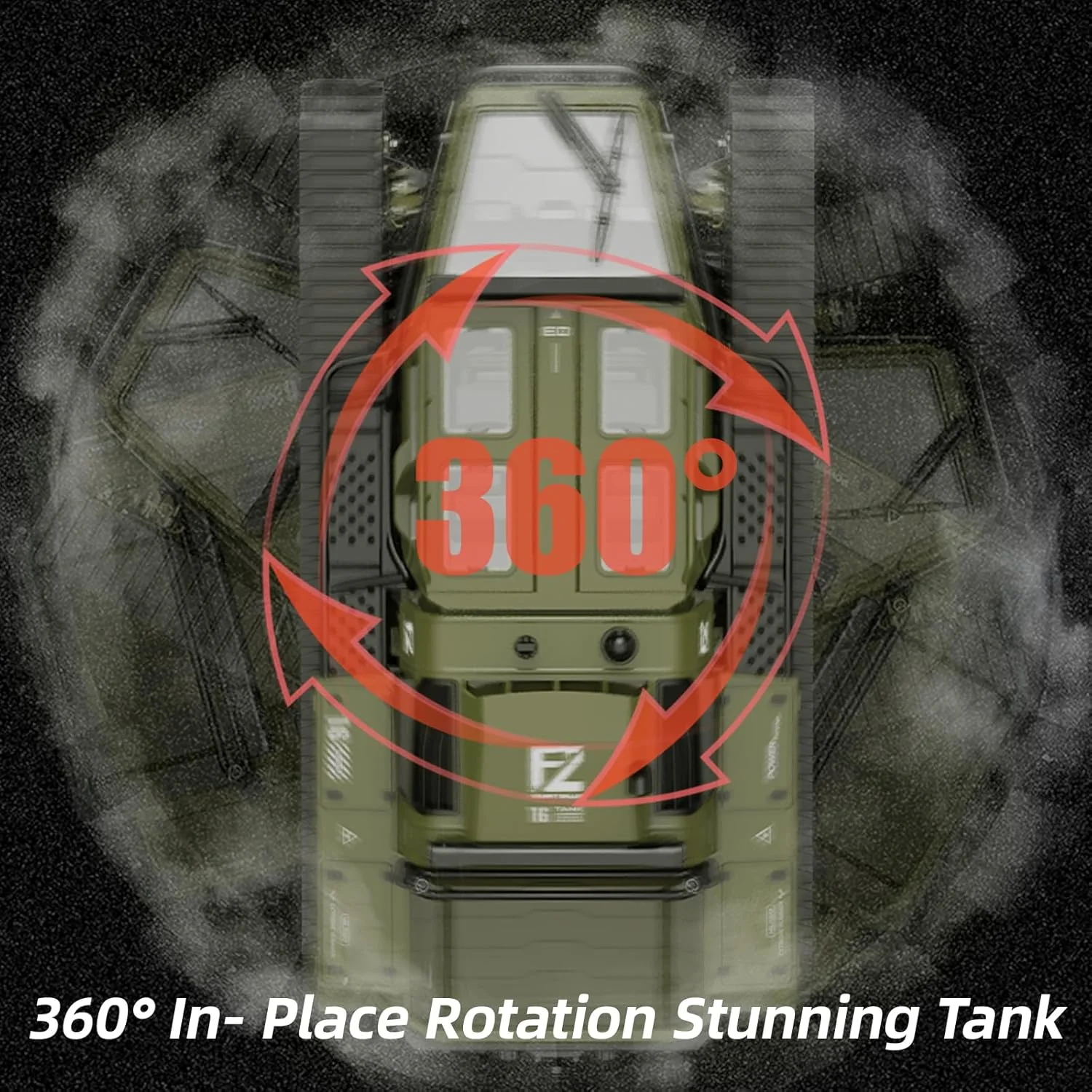 ماشین تانک کنترلی Mostop RC، تانک خزنده کنترلی با سرعت بالا در مقیاس 1:16 - کامیون نظامی آفرود با فرکانس 2.4 گیگاهرتز با 2 باتری، کامیون زرهی ارتشی با قابلیت چرخش 360 درجه و دریفت به همراه چراغ