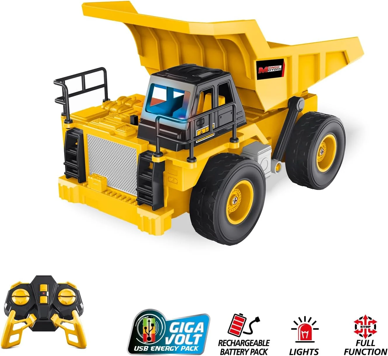 کامیون کمپرسی کنترلی موندو موتورز مقیاس 1:24 به همراه بسته باتری قابل شارژ و حرکات کنترلی اسباب بازی برای کودکان کد 63849