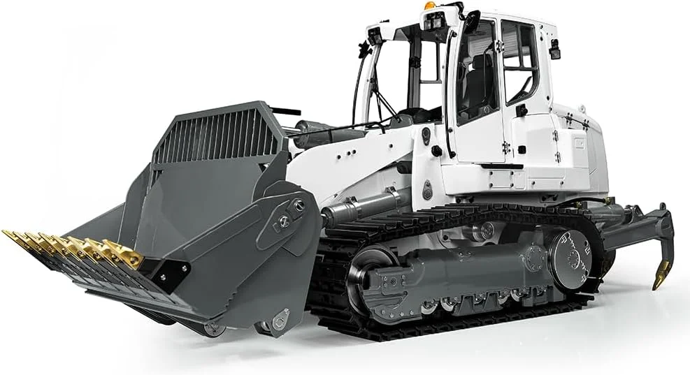 لودر آرسی هیدرولیک 1/14 مدل LR636، ماشین آلات ساختمانی الکتریکی، سطل بازشو، قلاب عقب، رنگ شده سفید