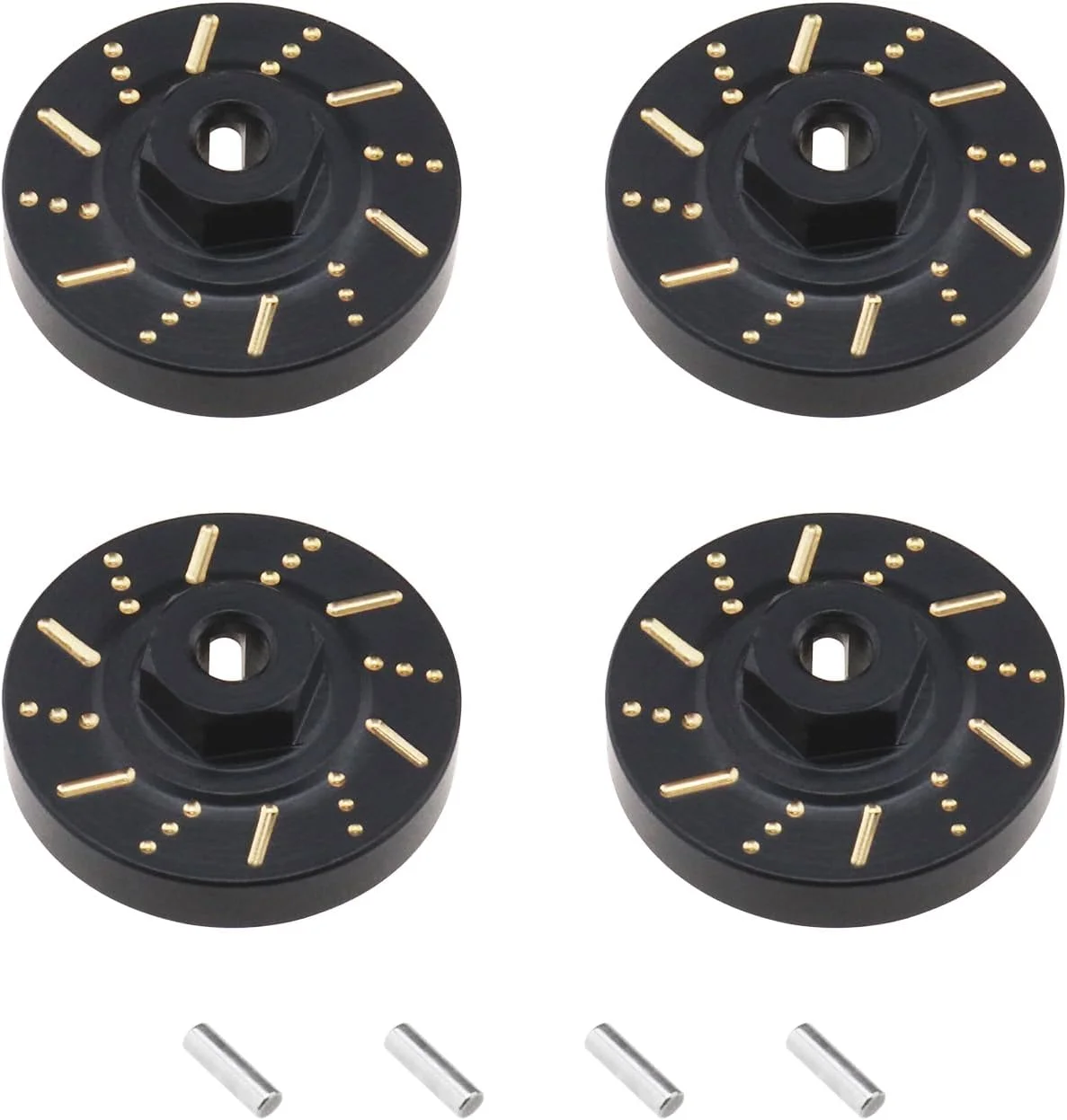 ست وزنه چرخ مشکی 4 عددی Lord of the Tools، آداپتور هگز برنجی 7 میلی متری، هاب اسپیسر چرخ سنگین، سازگار با Axial SCX24 AXI90081 AXI00001 AXI00002 AXI00005 ماشین خزنده RC 1/24