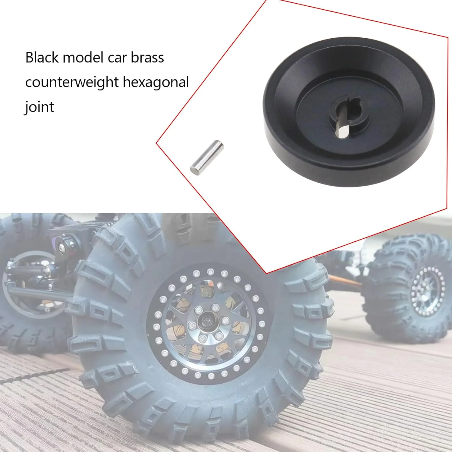 ست وزنه چرخ مشکی 4 عددی Lord of the Tools، آداپتور هگز برنجی 7 میلی متری، هاب اسپیسر چرخ سنگین، سازگار با Axial SCX24 AXI90081 AXI00001 AXI00002 AXI00005 ماشین خزنده RC 1/24