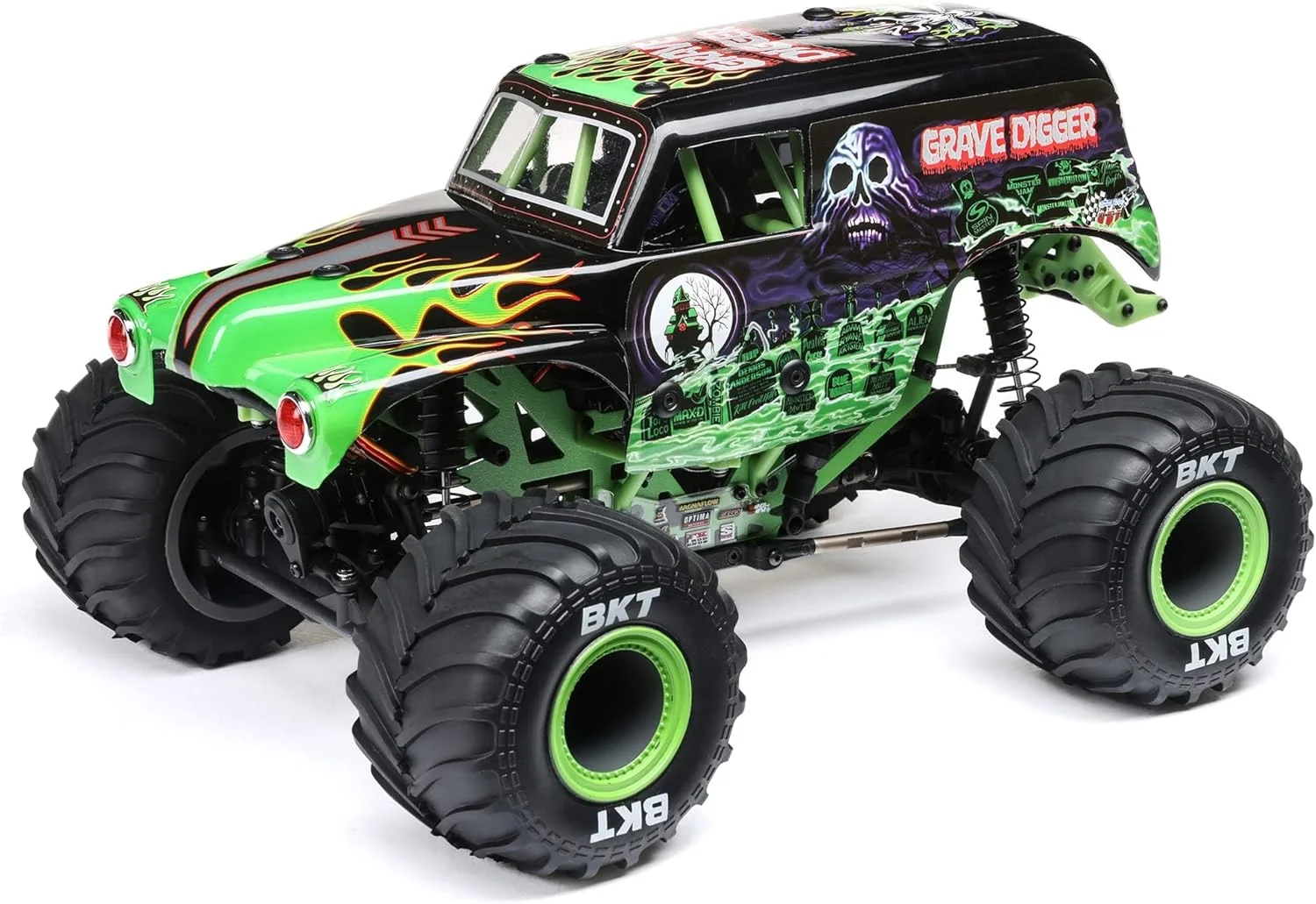 Losi مینی LMT مقیاس 1/18، کامیون مانستر 4 چرخ متحرک Grave Digger، براش خورده RTR