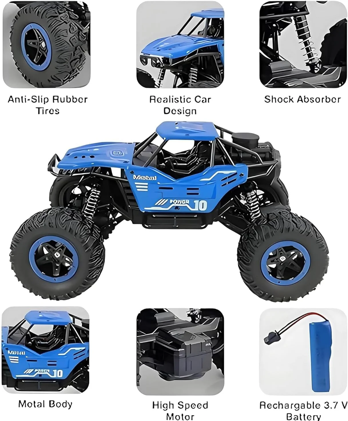 ماشین کنترلی غول پیکر برای کودکان، صخره نورد، 5 عملکرد، مقیاس 1:18، اسباب بازی ماشین کنترلی برای پسران، 2WD آفرود با سرعت بالا، اسباب بازی ماشین کنترلی برای کودکان 5 تا 12 سال - چند رنگ