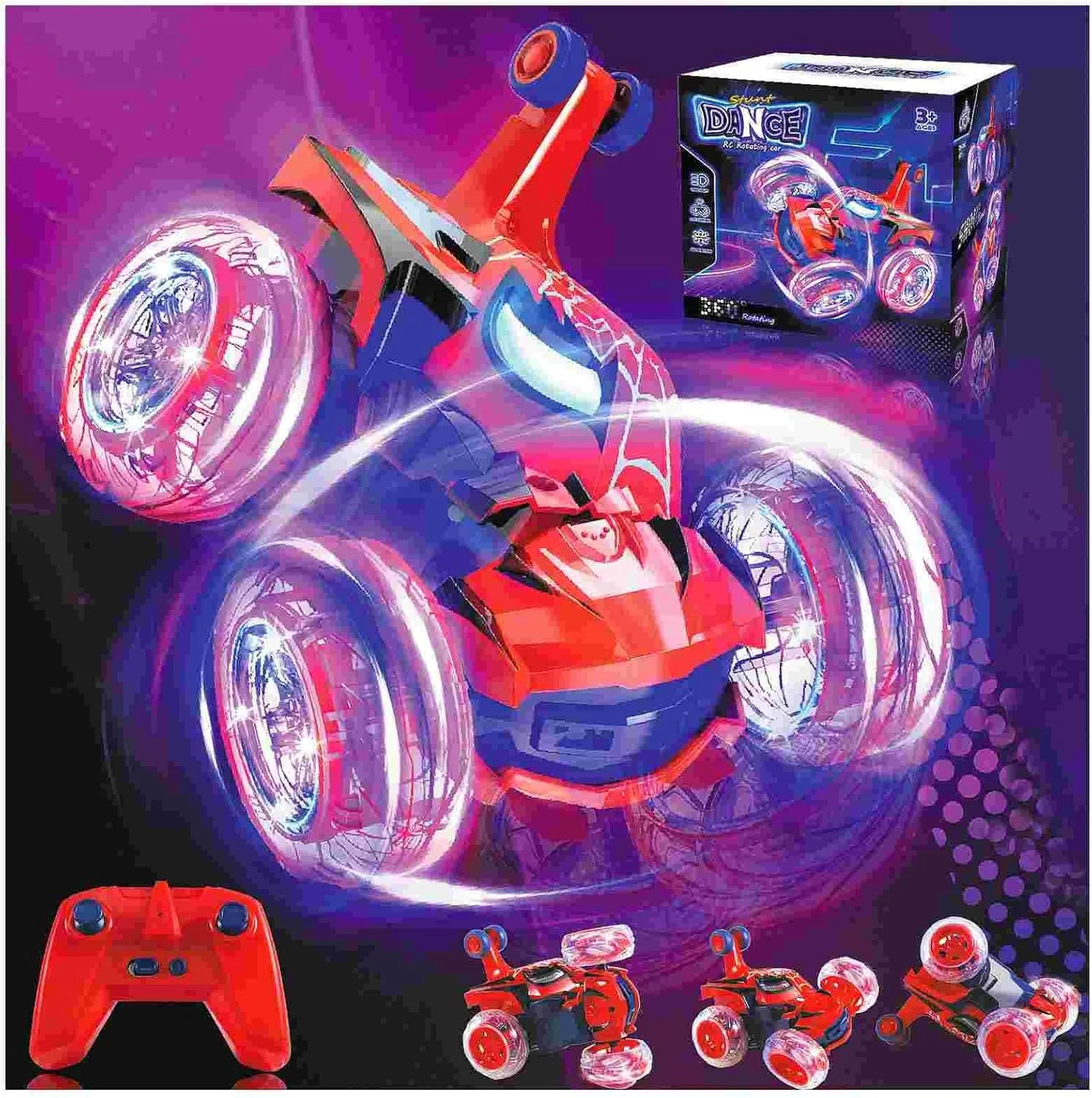 ماشین کنترلی عنکبوتی اسباب بازی کودکان برای پسران 4-7 سال - اسباب بازی خزنده کنترل از راه دور هیولای عنکبوتی جالب چرخش 360 درجه شیرین کاری سریع و چرخ روشن 4WD - ایده هدیه سرگرم کننده پسرانه برای تولد کریسمس برای سنین 3 4 5 6 7 8