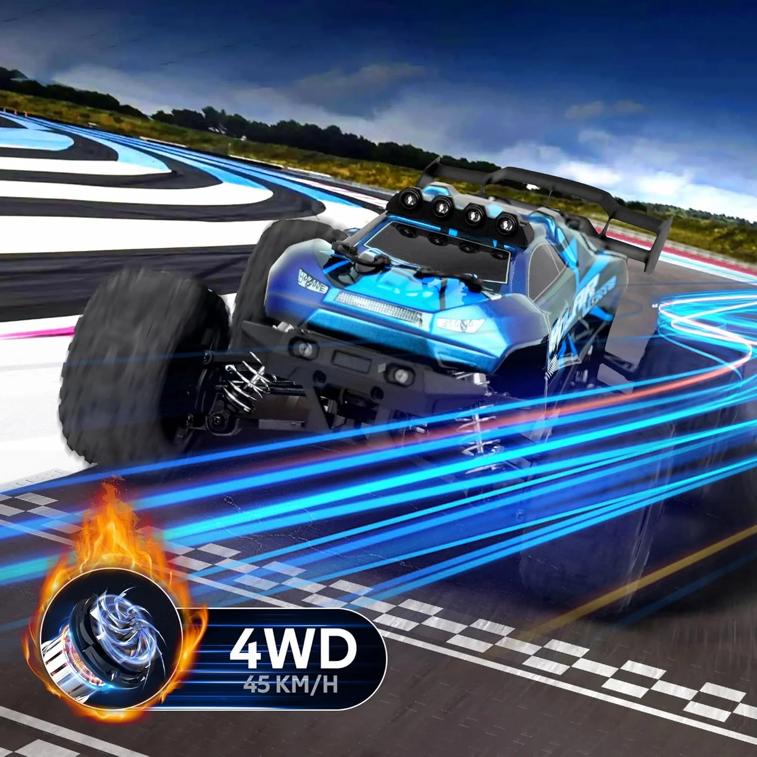 ماشین کنترلی، ماشین آرسی حرفه ای با سرعت 45 کیلومتر بر ساعت، مقیاس 1:14، ماشین هیولا کنترلی 4x4، 2 باتری، مناسب تمام سطوح، هدیه بازی ماشین کنترلی آفرود