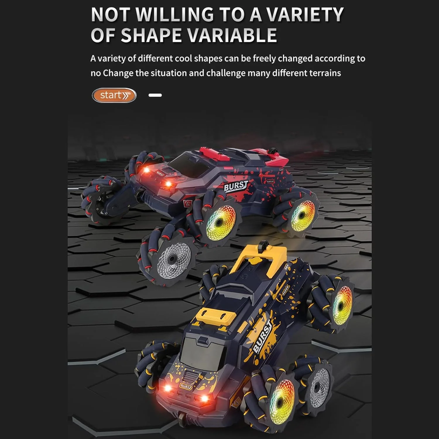 ماشین کنترلی از راه دور، ماشین بدلکاری آرسی 6 چرخ محرک با اسپری و نور، چرخش 360 درجه و دریفت، باگی، کنترل از راه دور، اسباب بازی آفرود 2.4 گیگاهرتزی برای بزرگسالان و کودکان