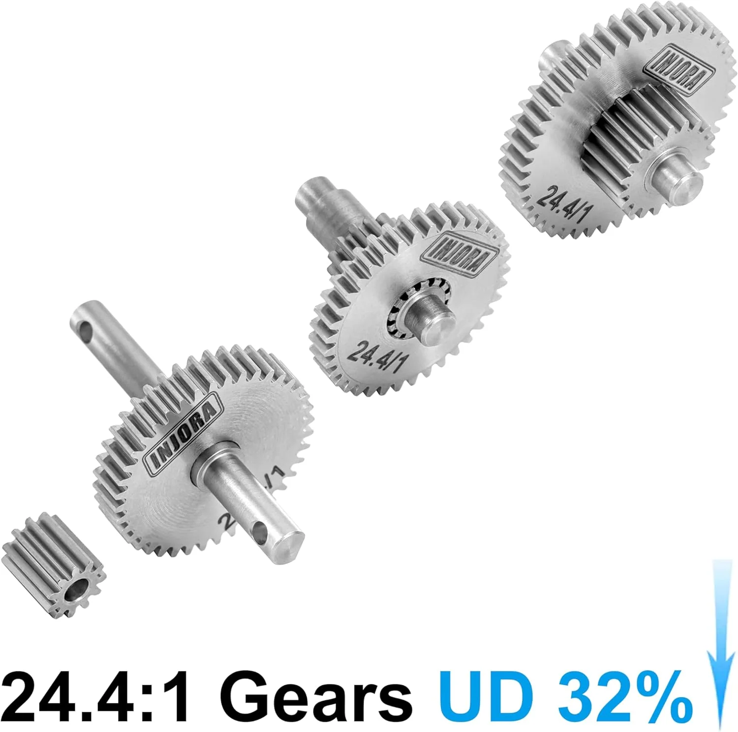 مجموعه دنده های انتقال قدرت استیل ضد زنگ INJORA برای ارتقاء ماشین خزنده آرسی TRX4M 1/18 (24.4:1)