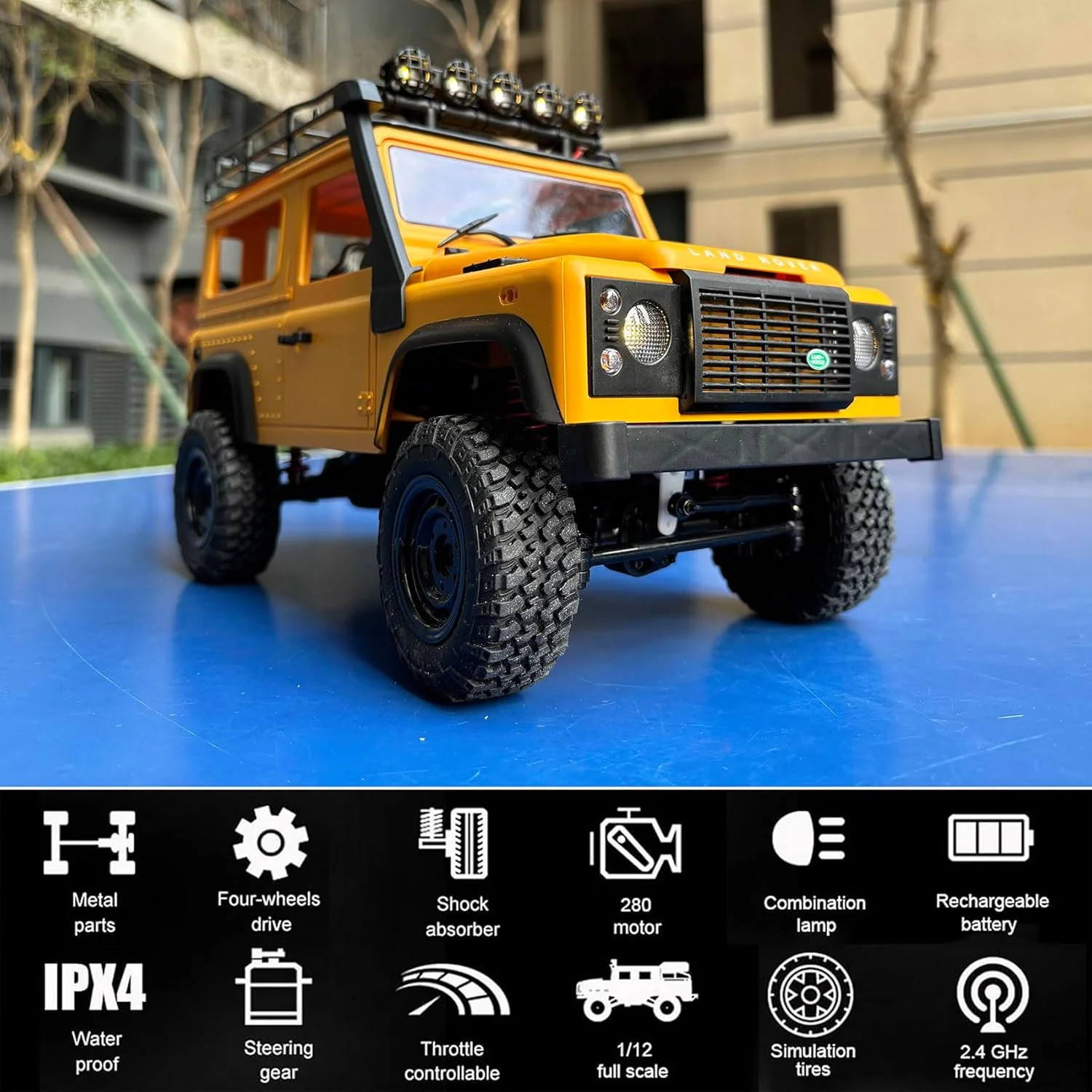 ماشین کنترلی صخره نورد آفرود مقیاس 1/12، مدل Land Rover، موتور 280، شاسی ارتقا یافته، اسباب بازی حرفه ای MN98