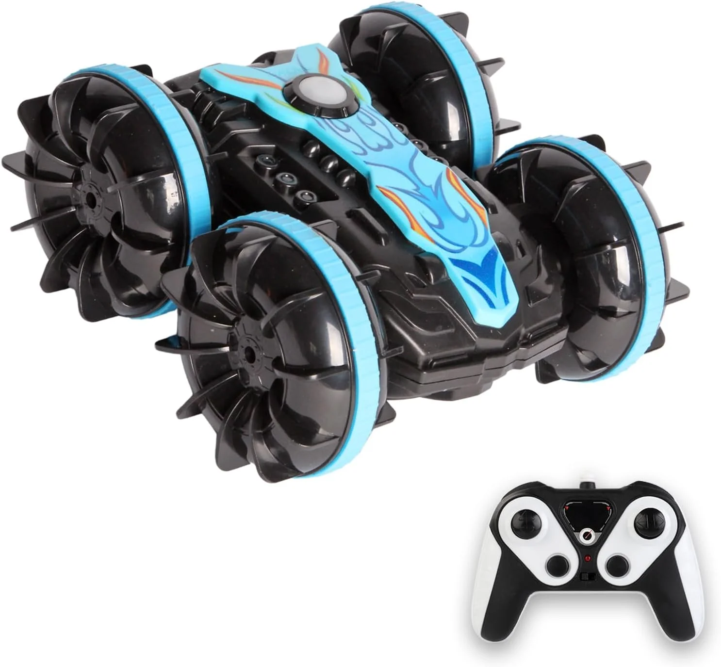 ماشین آرسی دوزیست 2.4 گیگاهرتزی، قایق کنترل از راه دور، ماشین بدلکاری ضد آب، خودرو کنترل از راه دور 4WD، اسباب بازی مناسب تمام سطوح برای ساحل، استخر، باحال ترین اسباب بازی برای کودکان 6-12 ساله (آبی)