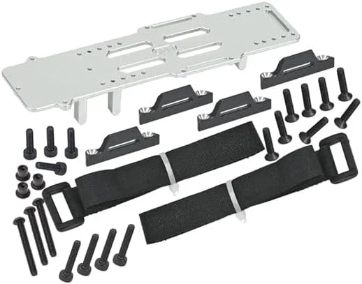 محفظه باتری آلومینیومی 7075 با ظرفیت بالا به همراه براکت ESC و گیرنده برای Losi 1/18 Mini LMT 4X4 Brushed Monster Truck RTR-LOS01026 - نقره ای