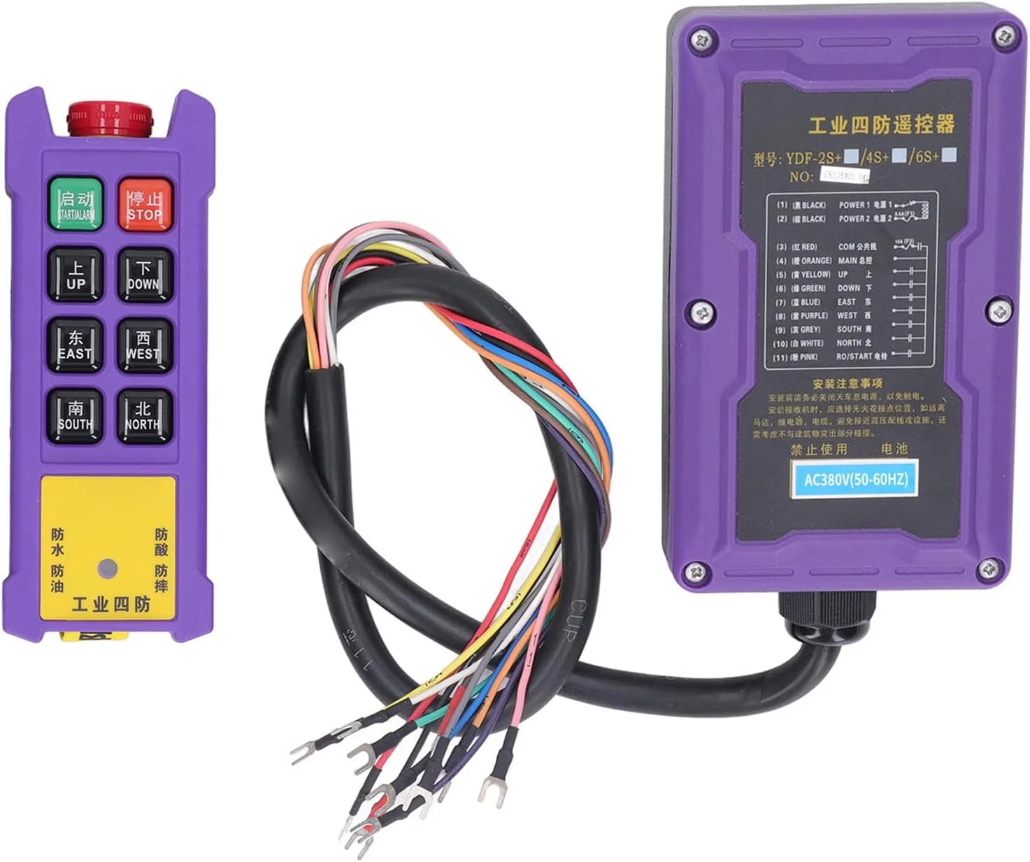 ریموت کنترل جرثقیل عمومی، IP67، دارای 8 دکمه پهن، سازگاری بالا، سوئیچ دکمه با پاسخ سریع، نشانگر LED (380 ولت)