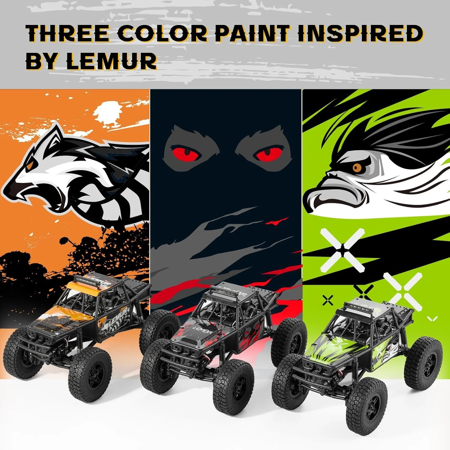 FCX24 FMS RC خزنده 1/24 Lemur FCX24 مدل باگی صخره نورد 4 چرخ متحرک، مدل ماشین آرسی آفرود درجه سرگرمی RTR برای بزرگسالان (قرمز)