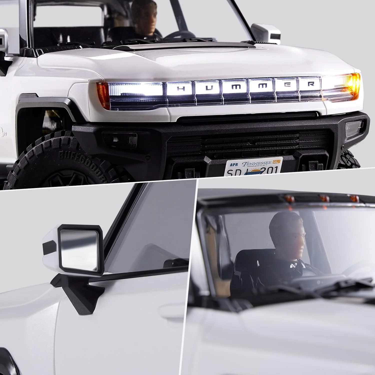 FCX18 FMS 1/18 هامِر EV RC خزنده، کامیون RC، صخره نورد RC با 2 سرعت، کنترل نورپردازی، اکسل پورتال برای بزرگسالان (مشکی)