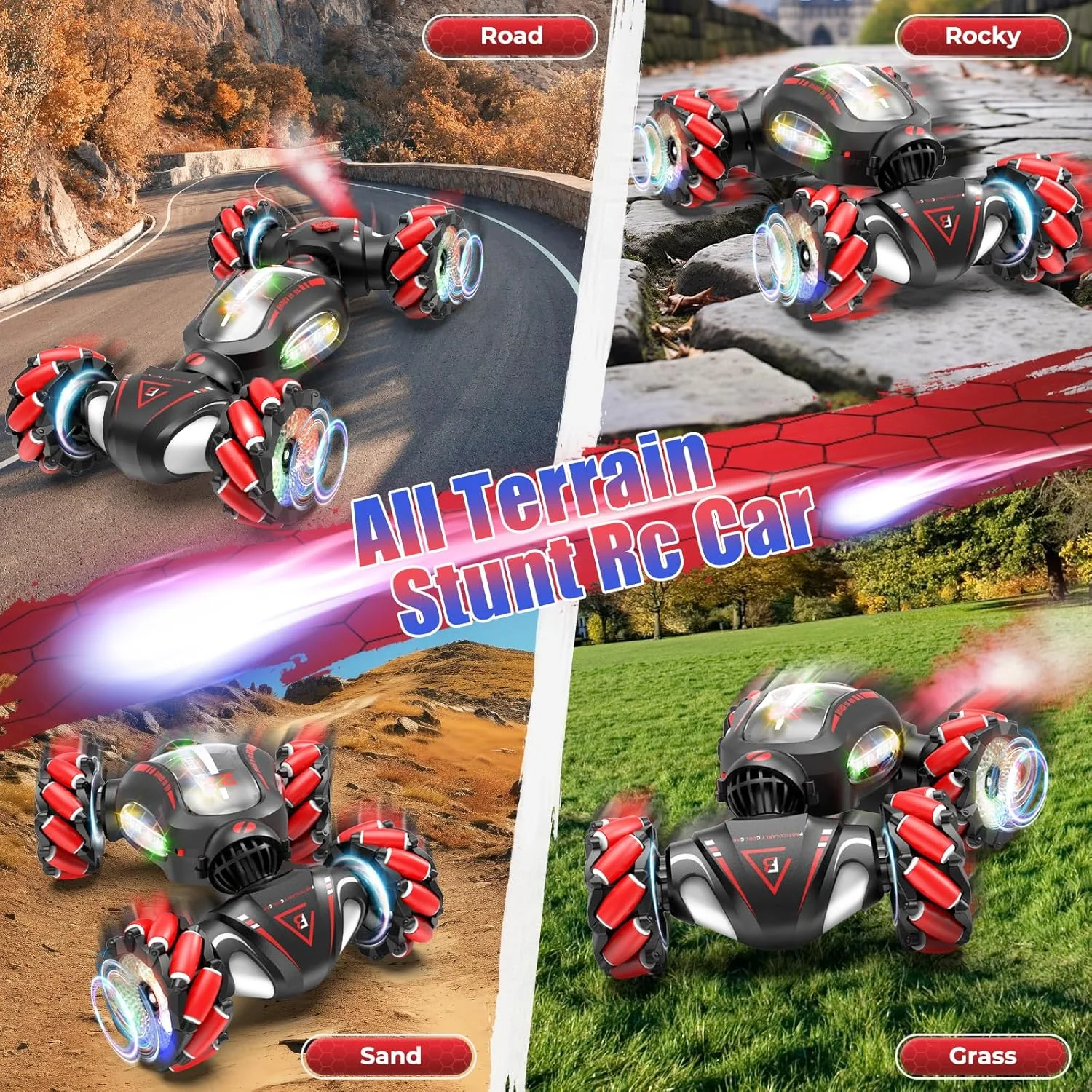 ماشین کنترلی برای کودکان، ماشین های کنترلی 4WD 2.4 گیگاهرتزی با کنترل از راه دور دستی، نور و اسپری، هدیه اسباب بازی برای دختران و پسران 6 7 8 9 10 11 12 ساله