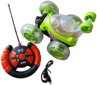 ماشین بازی بزرگ چرخشی 360 درجه با 5 عملکرد و قابلیت شارژ به همراه کابل USB و کنترل از راه دور به همراه قابلیت نمایش | رنگ سبز