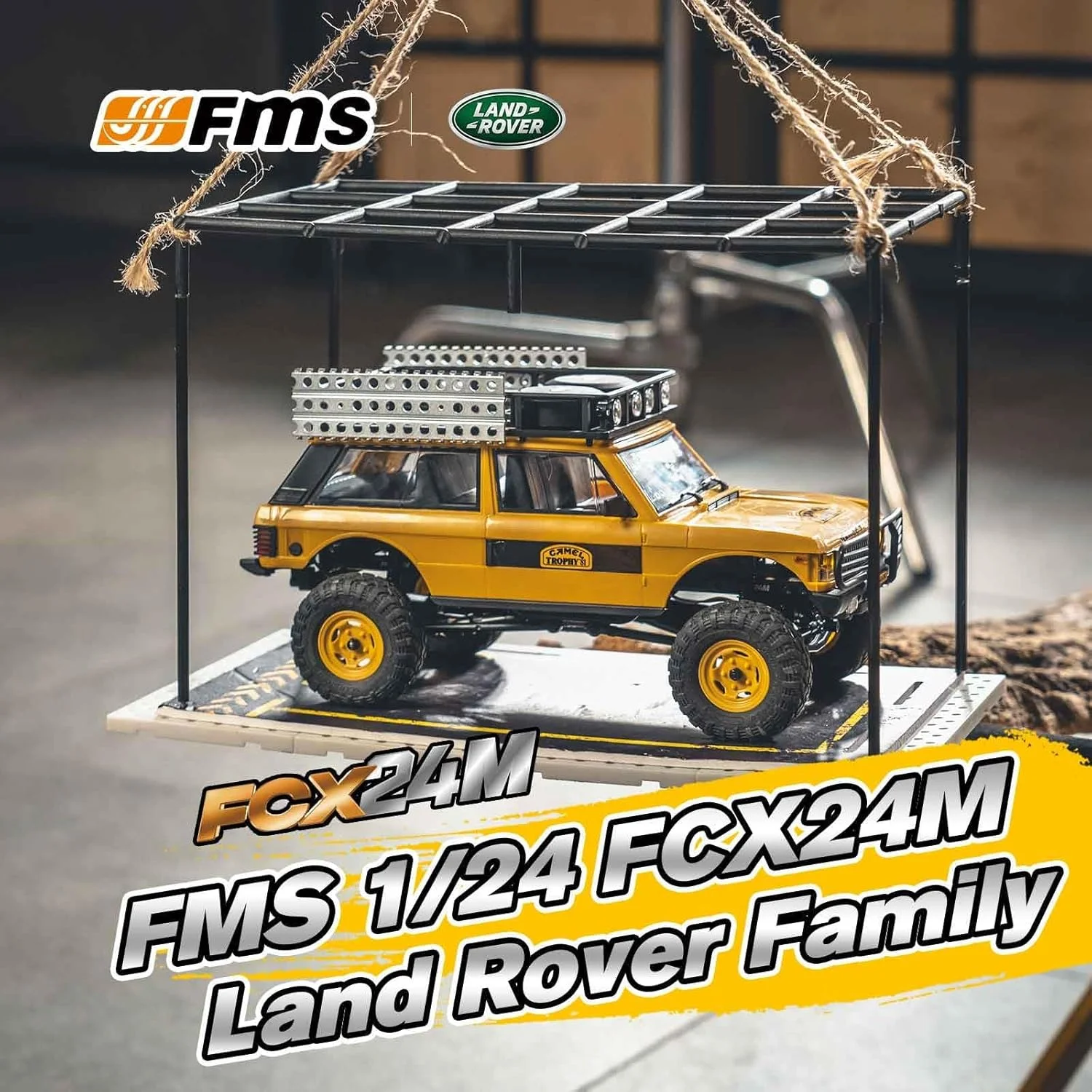 FCXㅤ FCX24M FMS 1/24 RC خزنده، خانواده لندرور، خزنده صخره نوردی آفرود 2.4 گیگاهرتزی RC با جلوه های نورپردازی، سوئیچ سرعت و بسته های لوازم جانبی، ماشین های RC برای بزرگسالان (Defender 90)