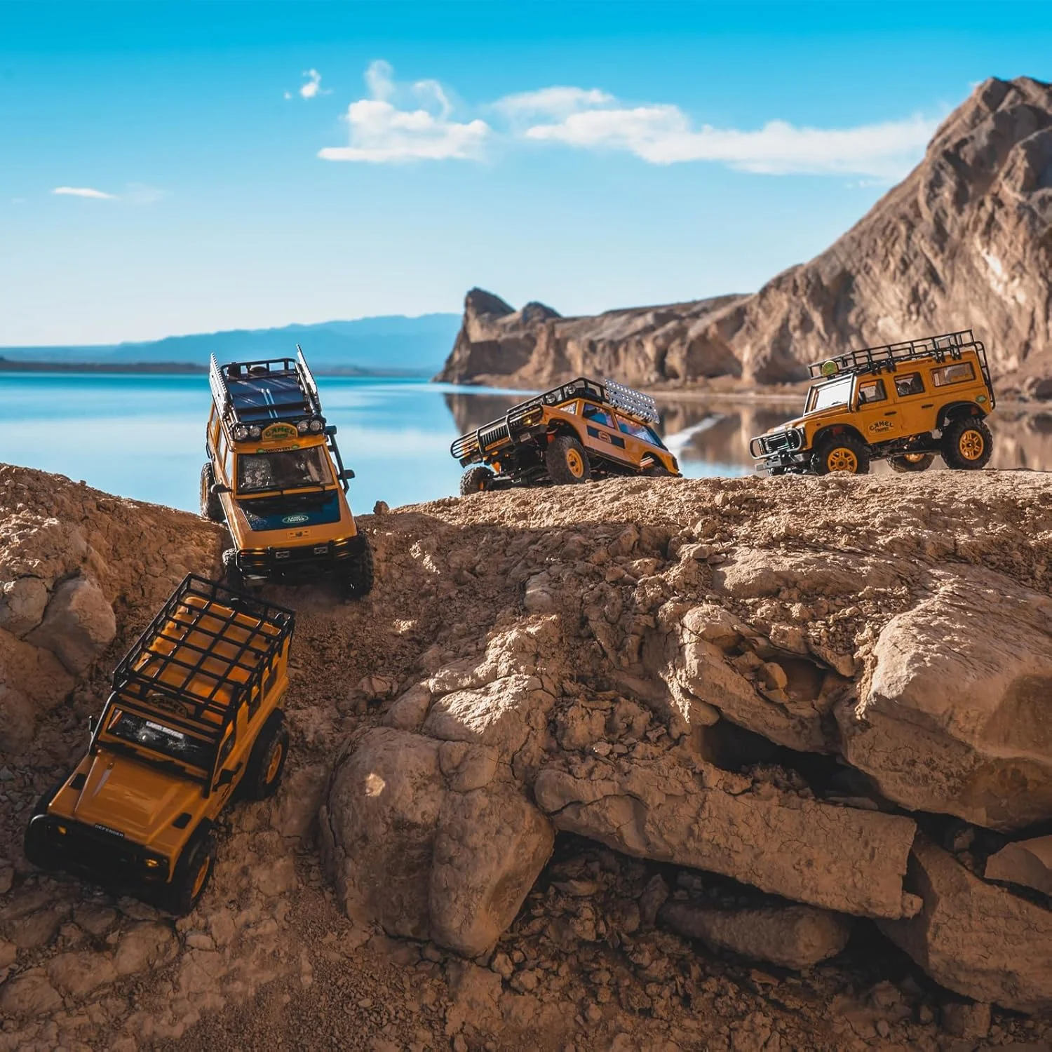 EAZYRC FMS 1/24 FCX24M RC خزنده RTR، سری لندرور دارای مجوز، کامیون RC مینی 4X4 با روشنایی، کنترل از راه دور 2.4 گیگاهرتز، باتری (Defender110)