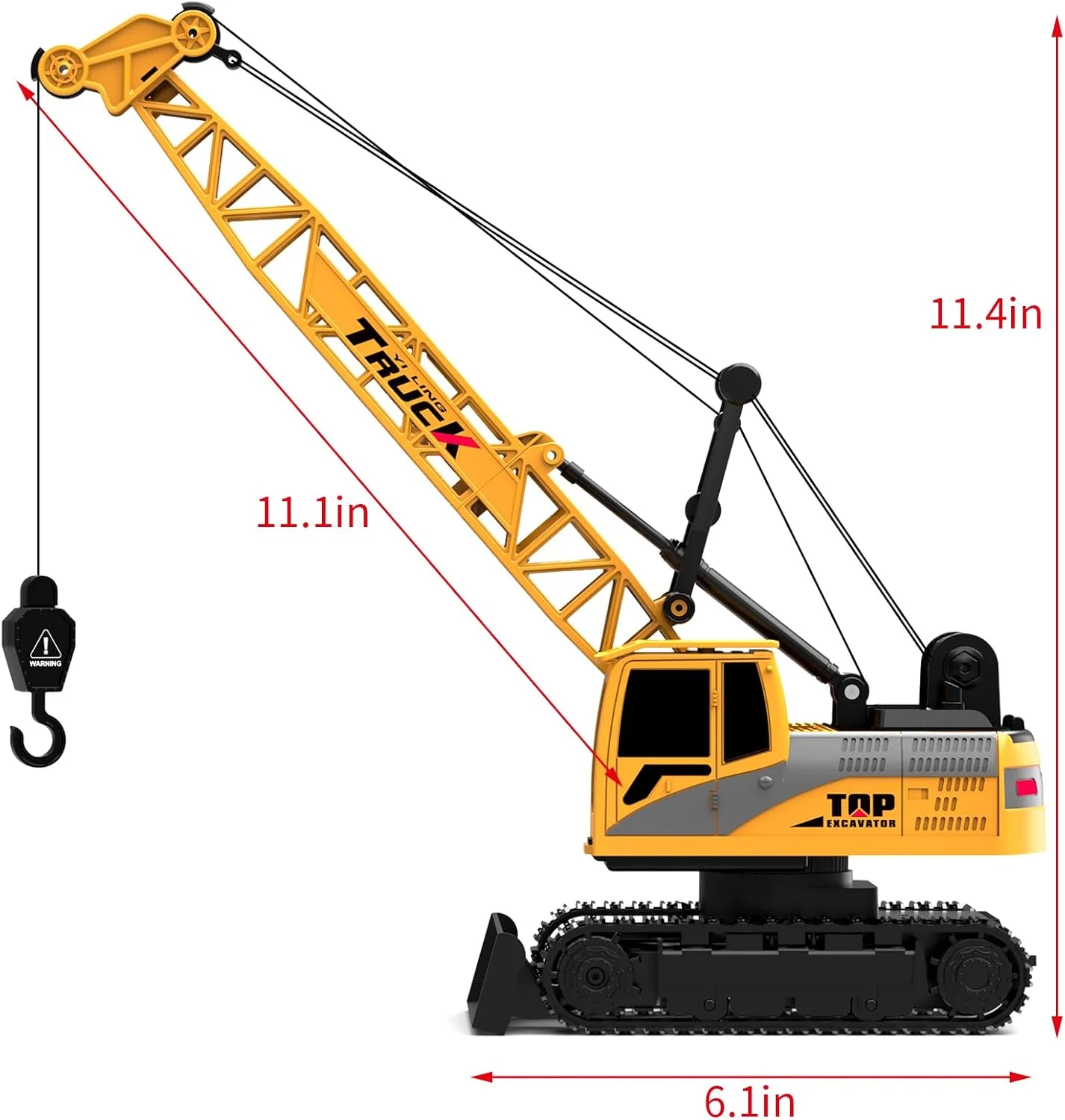 جرثقیل خزنده کنترلی Dwi Dowellin برای پسران، جرثقیل ساختمانی کنترلی 11 کاناله 2.4 گیگاهرتزی برای کودکان 3، 4، 7، 8، 9 و 10 ساله