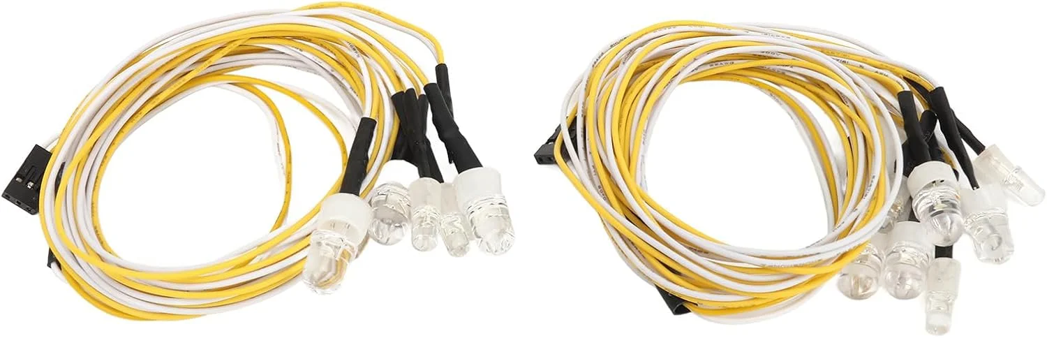 چراغ های ماشین کنترلی Domary، ال ای دی 8 میلی متری قرمز سفید 5 میلی متری زرد، 8 چراغ ال ای دی، سبک وزن و بادوام، برای Hsp، Axial، SCX10، D90، HPI