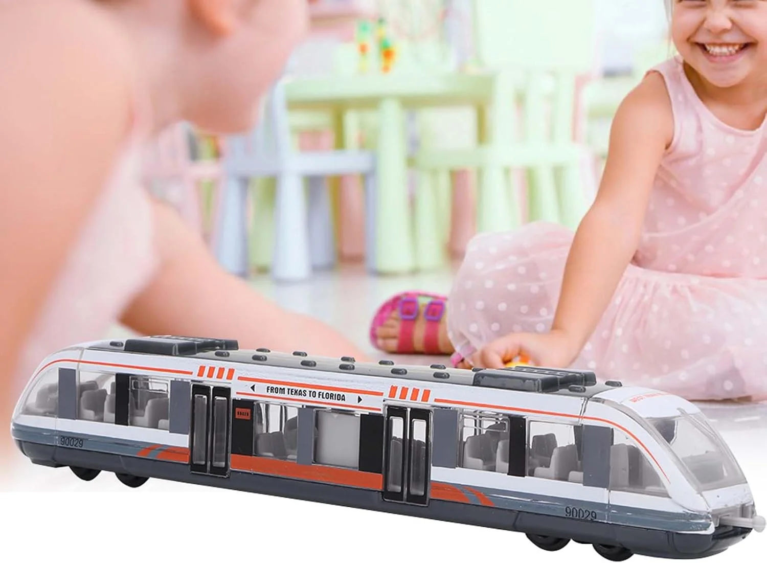 اسباب بازی ماشین آلیاژی شبیه سازی قطار برای کودکان، عقب کشیدنی و آموزشی با بخش های متصل، طراحی واقعی برای جذابیت بیشتر (سفید)