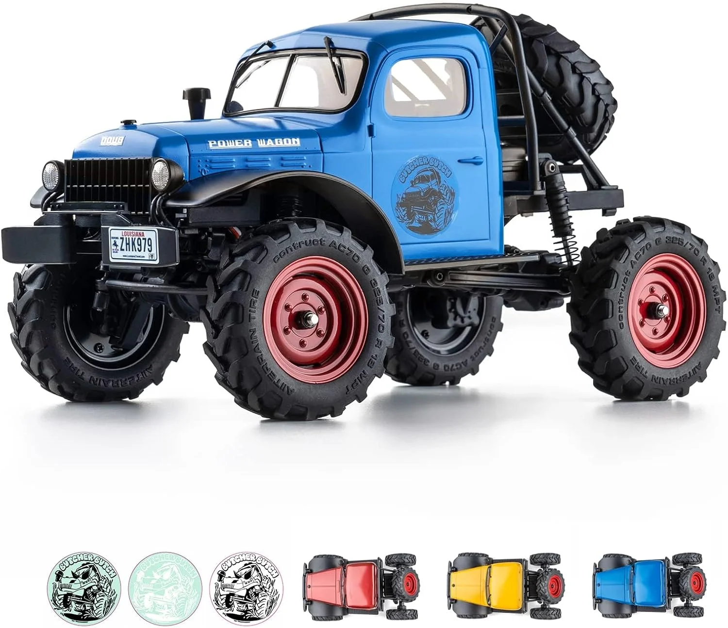 ماشین کنترلی FCX24 مدل RC Crawler 1/24، ماشین باربری قدرتمند 4WD با قابلیت تغییر دو سرعته، ماشین صخره نورد RC با سرعت 8 کیلومتر بر ساعت با محور پورتال و دنده های فلزی برای بزرگسالان (آبی)