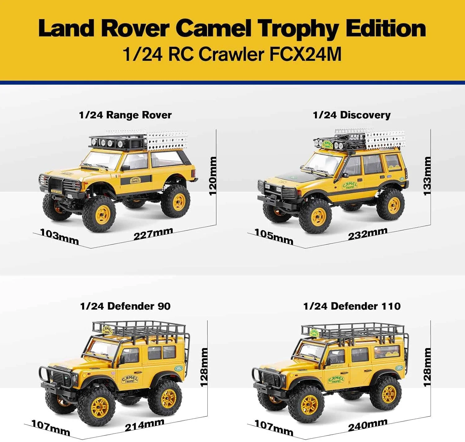 مدل ماشین کنترلی خزنده FMS FCX24M Land Rover Family Licensed Camel Trophy Edition 4WD RC Rock Truck در مقیاس 1/24 با فرکانس 2.4 گیگاهرتز - مدل ماشین کنترلی حرفه ای مینیاتوری آفرود