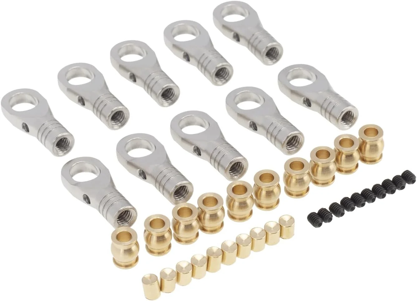 ۱۰ عدد اتصالات سر توپی اهرم بندی فرمان M4 استیل ضد زنگ، قطعات آرسی مناسب ماشین کنترلی، مدل خزنده، قطعات DIY
