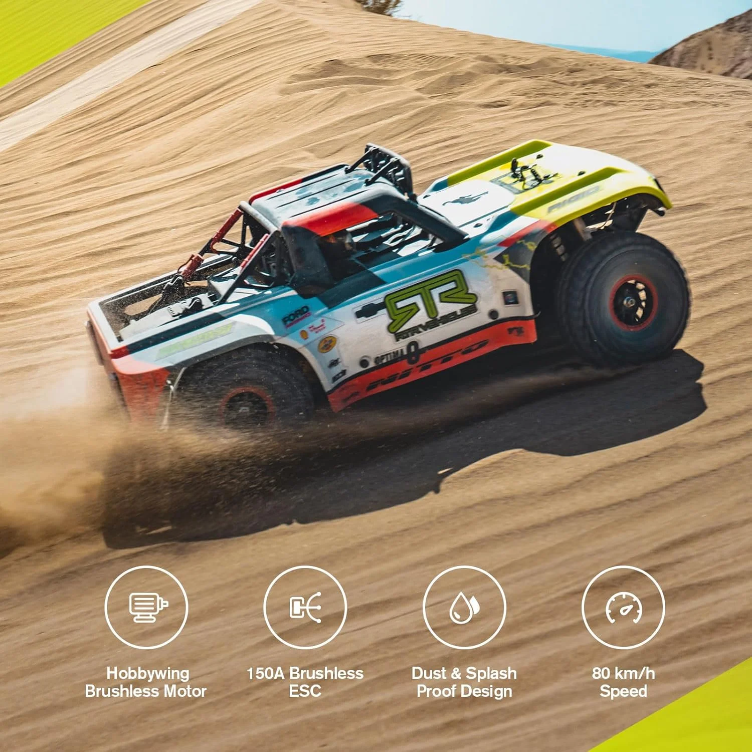 ماشین کنترلی FMS فورد برونکو U4 RTR EB مقیاس 1/7، کرالر حرفه ای با موتور براشلس و ESC، نورپردازی کنترل از راه دور، سرعت تا 80 کیلومتر در ساعت (2024)