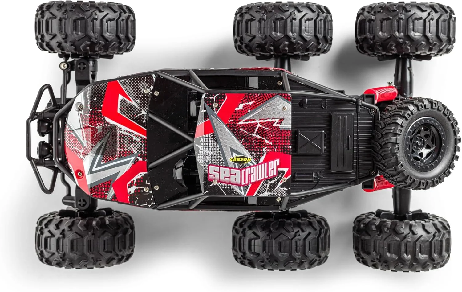 کارسون 500404287 1:10 Sea Crawler 6x6 100% RTR قرمز - ماشین آرسی به عنوان وسیله نقلیه دوزیست، 100% RTR، برای خشکی و آب، مقاوم و ضد آب، با کنترل از راه دور 2.4G