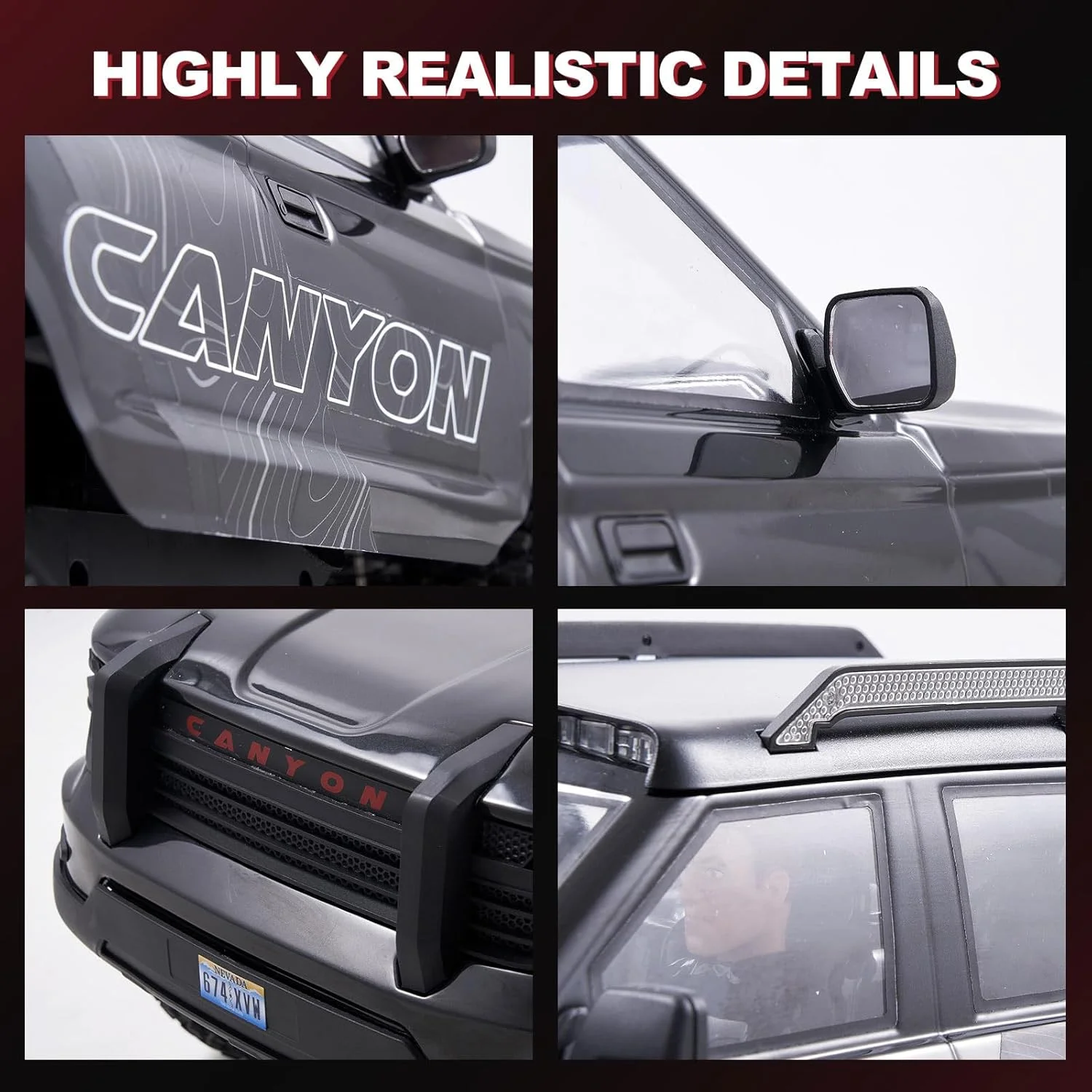 ماشین صخره نورد آرسی FMS 1/10 Canyon، FCX10 با نورپردازی، ماشین آرسی آفرود حرفه ای برای بزرگسالان، مدل RS نیازمند تکمیل