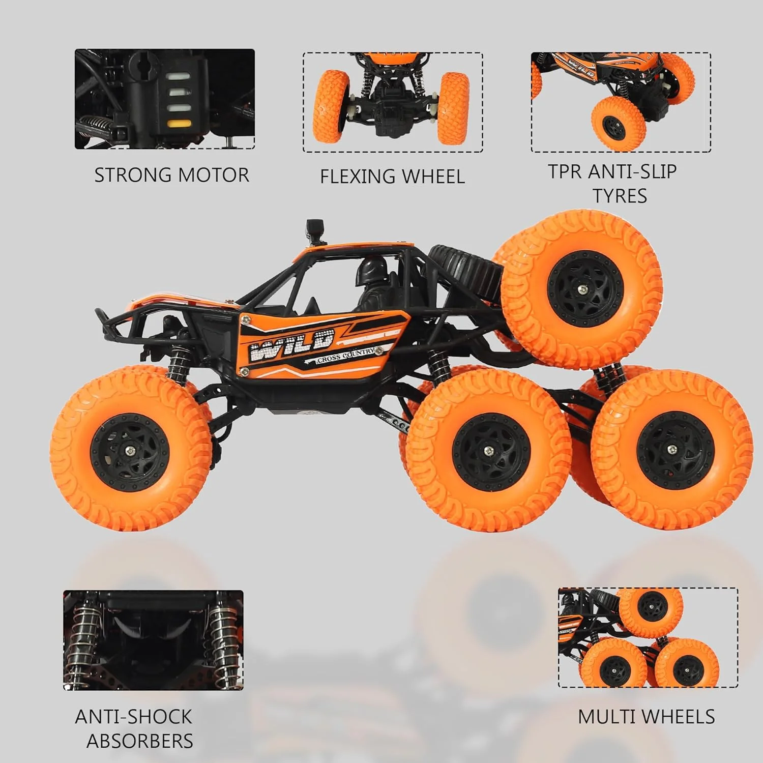 ماشین کنترلی صخره نورد 8 چرخ، اسباب بازی ماشین کنترلی 5 کاره برای پسران، ماشین اسباب بازی آفرود 2WD با سرعت بالا برای کودکان 5 تا 12 سال