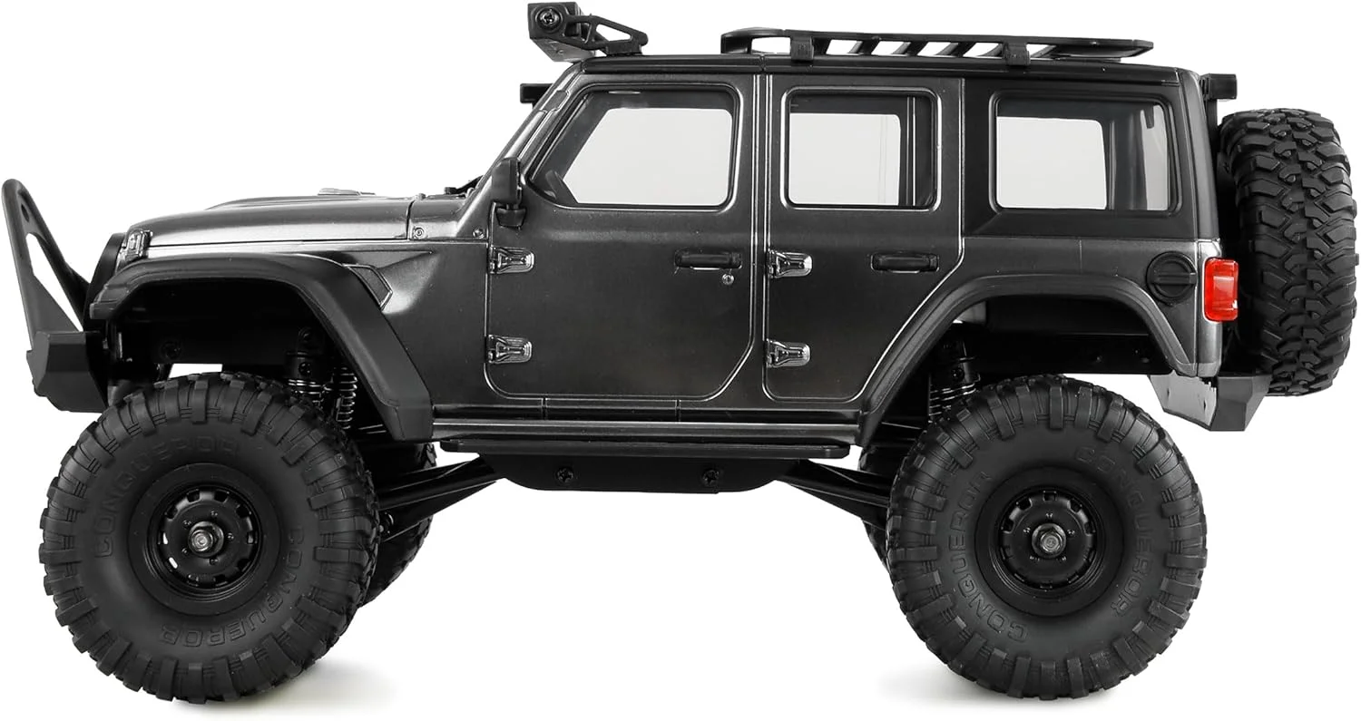 Amewi AMXRock Mini Crosstrail Scale Crawler 4WD 1:16 RTR خاکستری با کنترل از راه دور، باتری، کابل شارژ