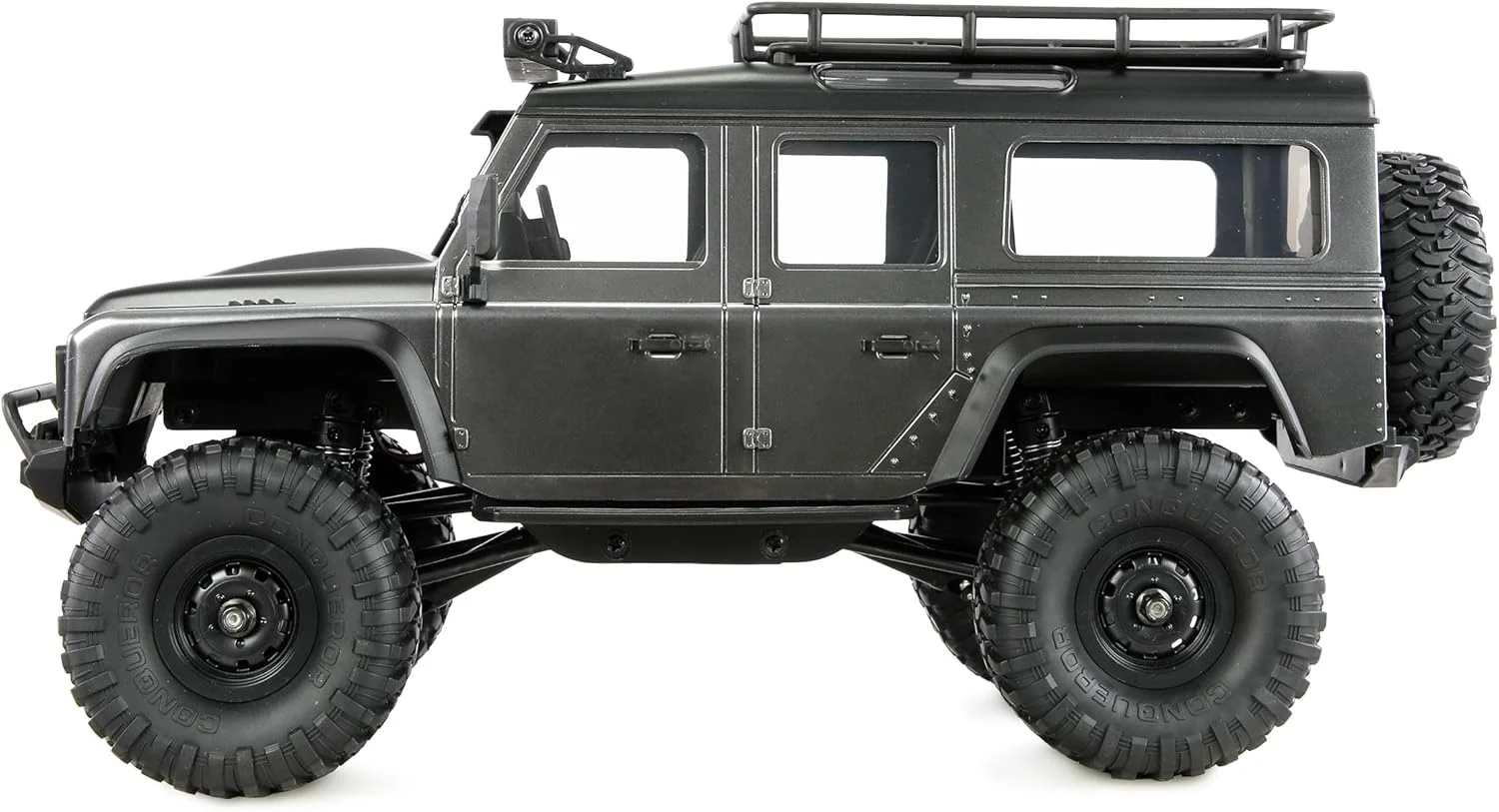 مینی کرالر مقیاس پذیر Amewi AMXRock Mini-D90، 4WD 1:16 RTR خاکستری با کنترل از راه دور، باتری و کابل شارژ