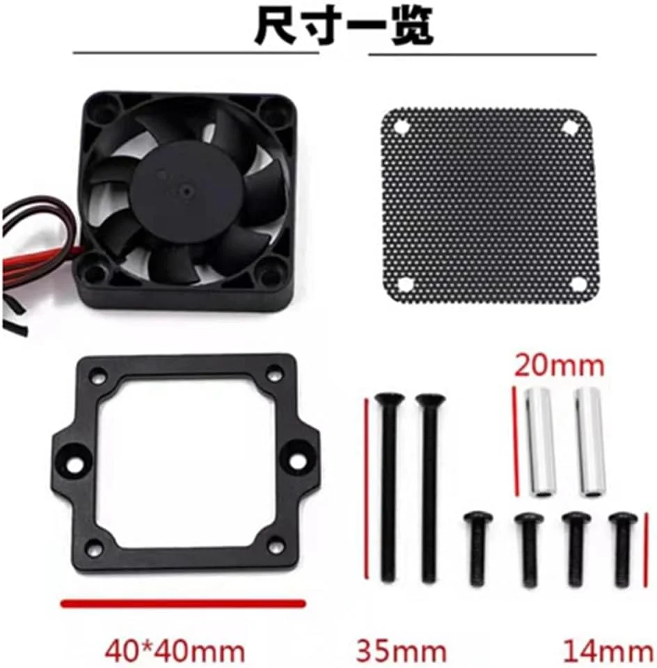 فن خنک کننده ESC با سرعت بالا 40x40 میلی متر برای ماشین خزنده TRAXXAS TRX4 TRX6 1/10 RC، قرمز