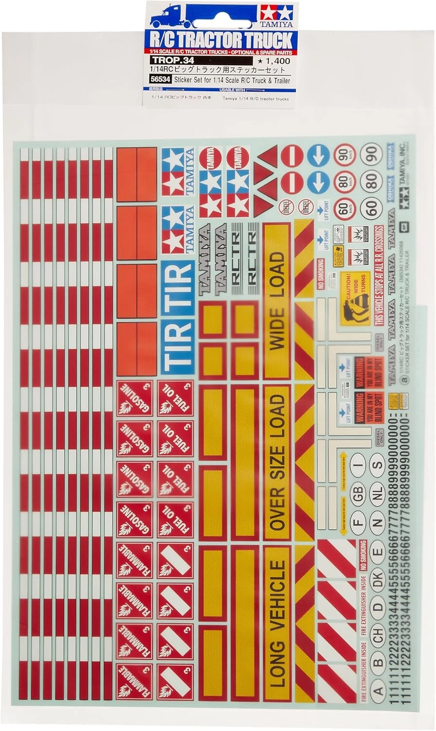 برچسب تریلر/تراکتور Tamiya #56534 1/14 برای اکثر ماشین های RC