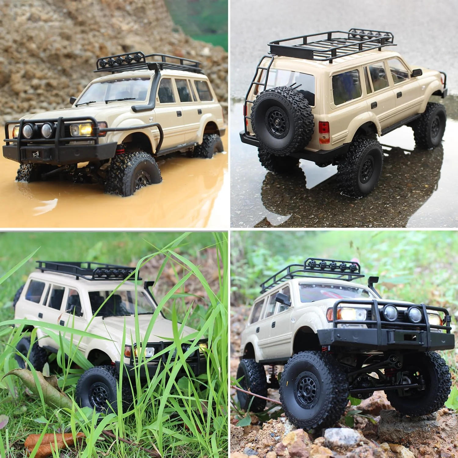 ماشین کنترلی آفرود Spobot مدل LC80، ماشین کنترلی 4WD SUV RC Rock Crawler 4x4 با کاپوت اسنورکل و باربند، اسباب بازی سرگرمی RC Crawler برای کودکان