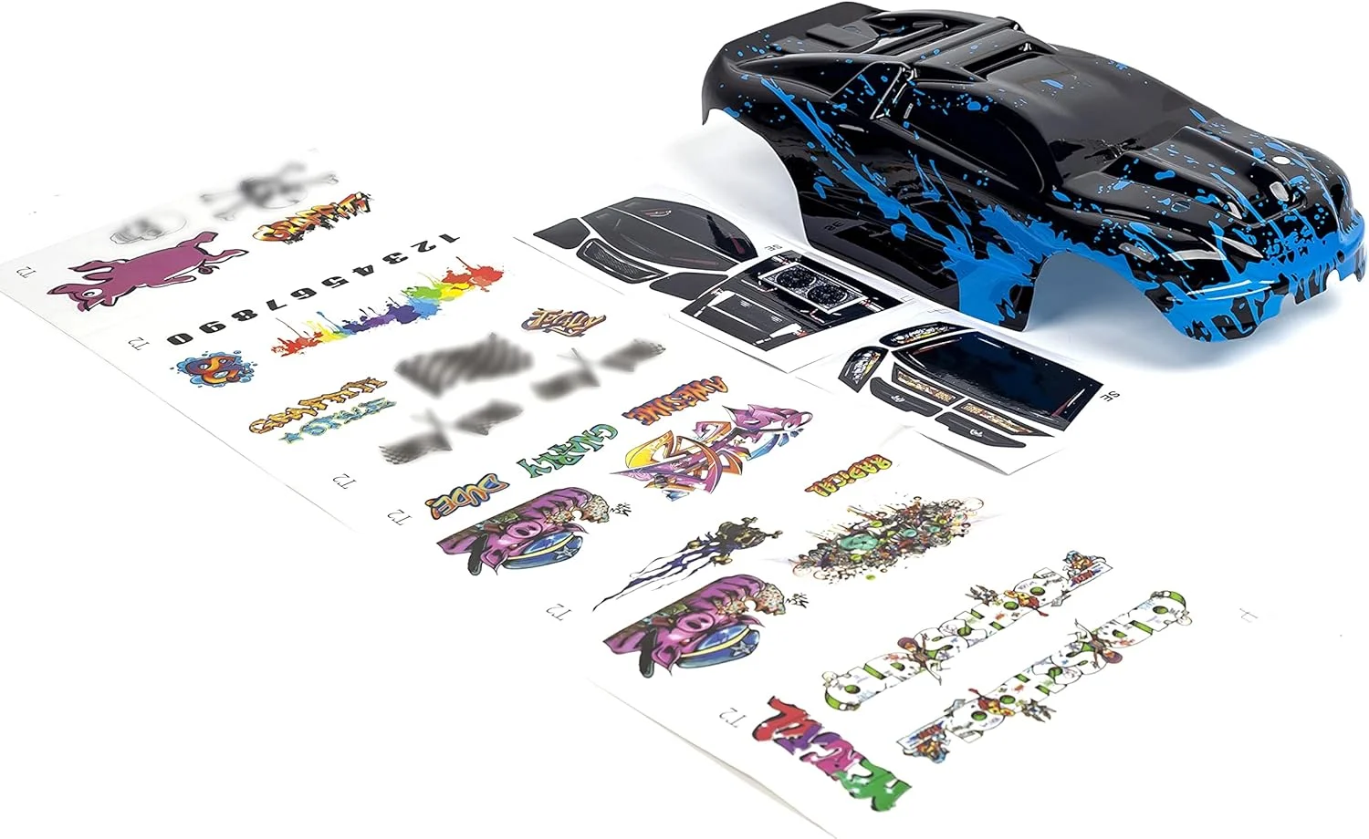 بدنه سفارشی سامیت‌لینک آبی گِلی روی مشکی، سازگار با ماشین یا کامیون آرسی مقیاس 1/16 ای-ریوو مینی (کامیون شامل نمی‌شود) ERMN-BB-01