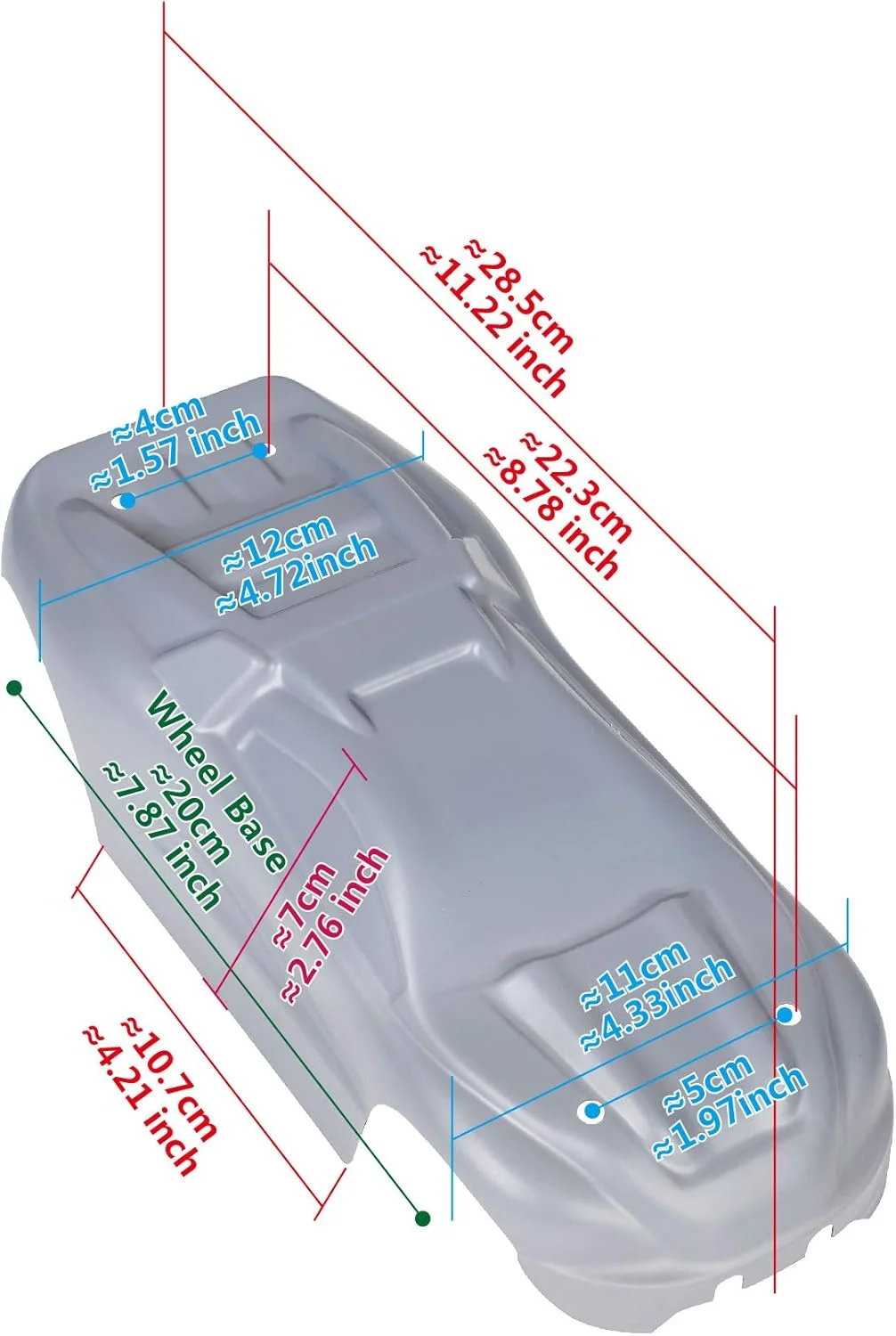 بدنه سفارشی سامیت‌لینک آبی گِلی روی مشکی، سازگار با ماشین یا کامیون آرسی مقیاس 1/16 ای-ریوو مینی (کامیون شامل نمی‌شود) ERMN-BB-01