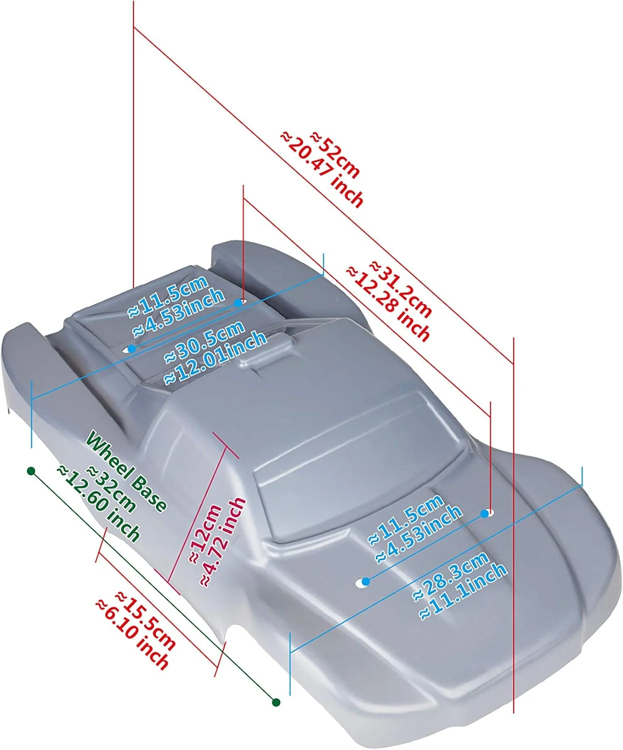بدنه سفارشی سامیت لینک آبی گِلی روی مشکی سازگار با ماشین یا کامیون آرسی مقیاس 1/10 (کامیون شامل نمی شود) SS-BB-02