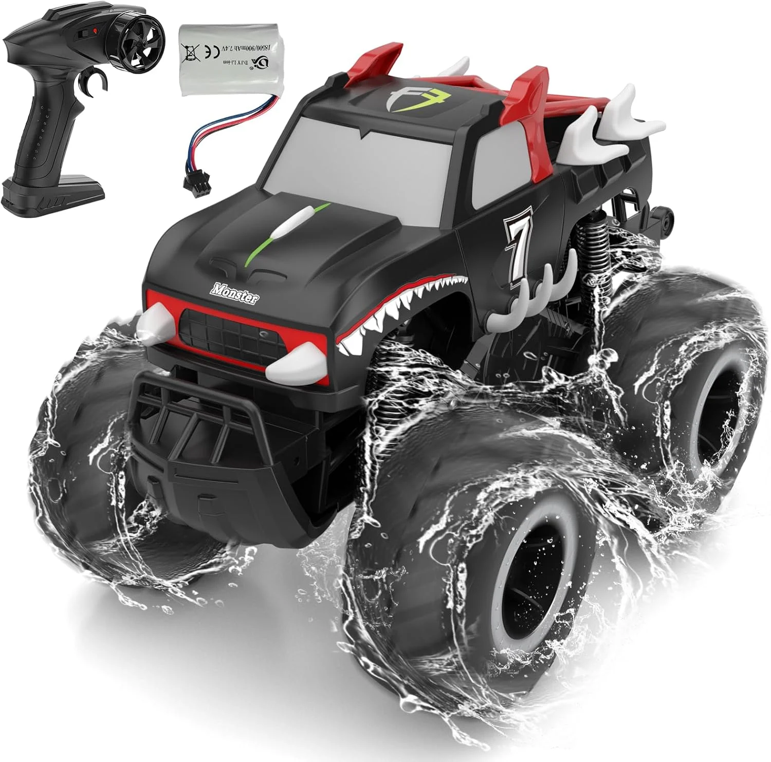 ماشین کنترلی هیولا آرسی مقیاس 1:16، ماشین آرسی الکتریکی با سرعت 40 کیلومتر بر ساعت، ماشین صخره نورد 4WD، ماشین های اسباب بازی کنترلی، اسباب بازی های ضد آب و ضد گرد و غبار برای سنین 6-12 سال