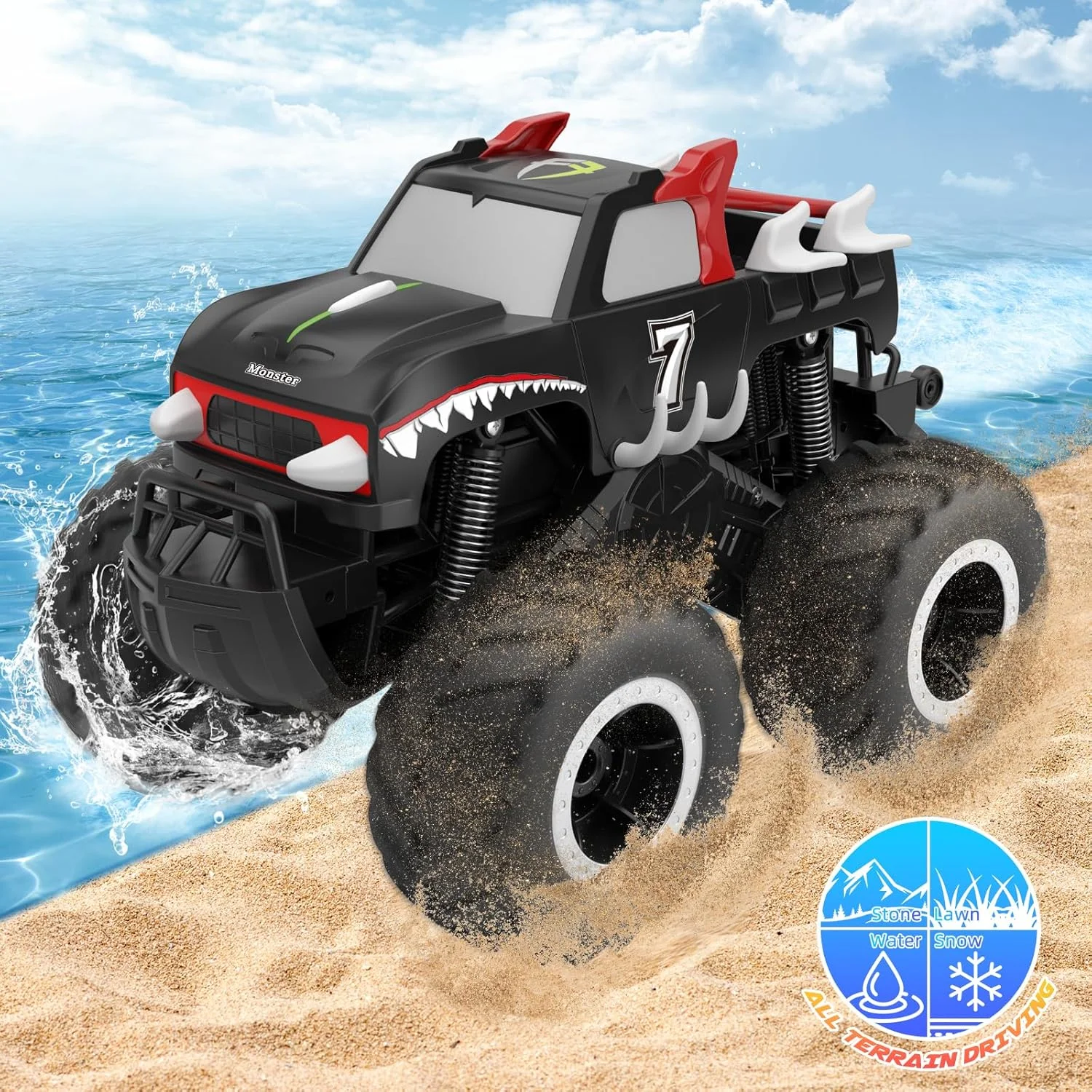 ماشین کنترلی هیولا آرسی مقیاس 1:16، ماشین آرسی الکتریکی با سرعت 40 کیلومتر بر ساعت، ماشین صخره نورد 4WD، ماشین های اسباب بازی کنترلی، اسباب بازی های ضد آب و ضد گرد و غبار برای سنین 6-12 سال